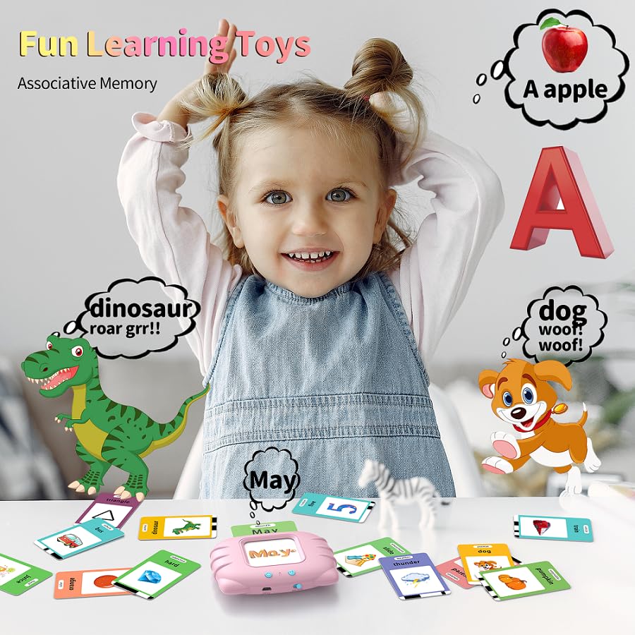 Eaever ABC Talking Flash Cards – 252 Sight Words for Ages 2-6 | Rechargeable Pink Learning Toy