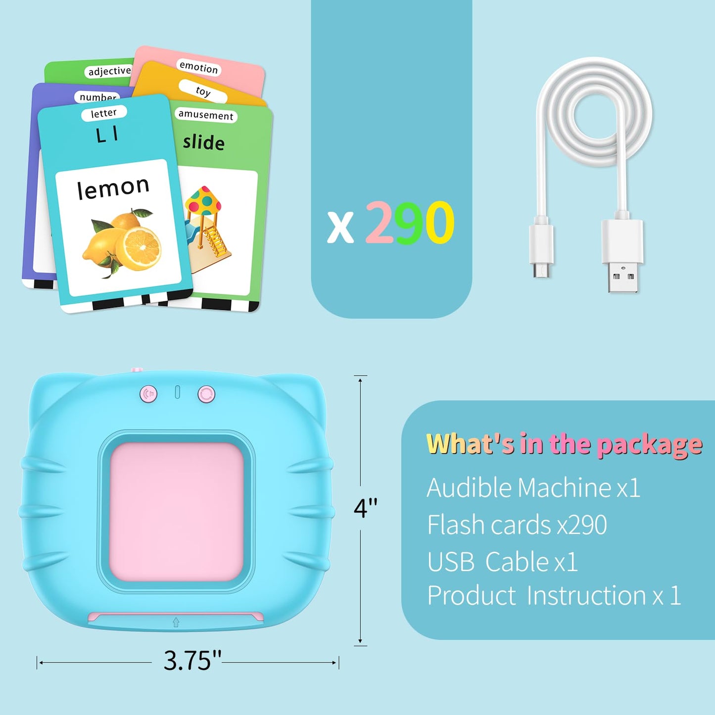 Eaever 580 Pre-K Sight Words Talking Flash Cards – Dolch Words, Letters & Numbers (0-100)