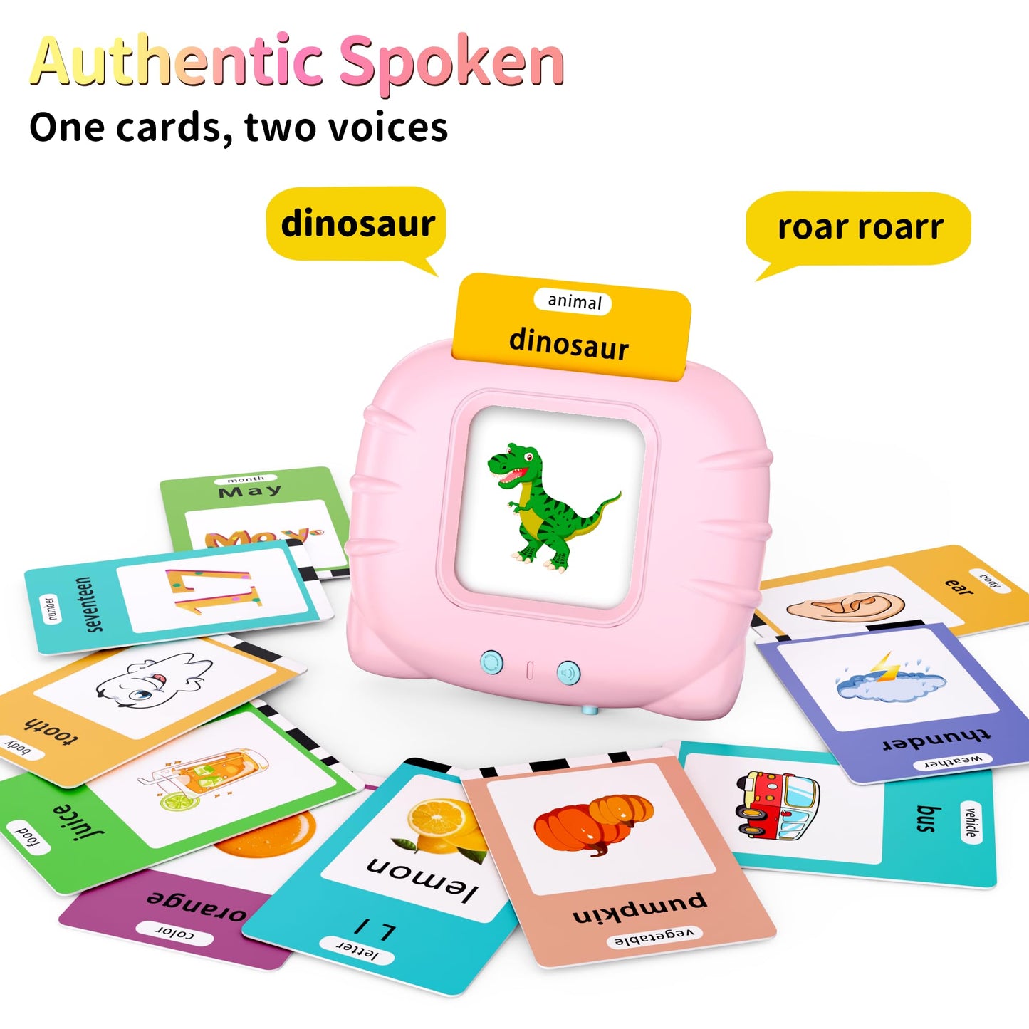Eaever ABC Talking Flash Cards – 252 Sight Words for Ages 2-6 | Rechargeable Pink Learning Toy