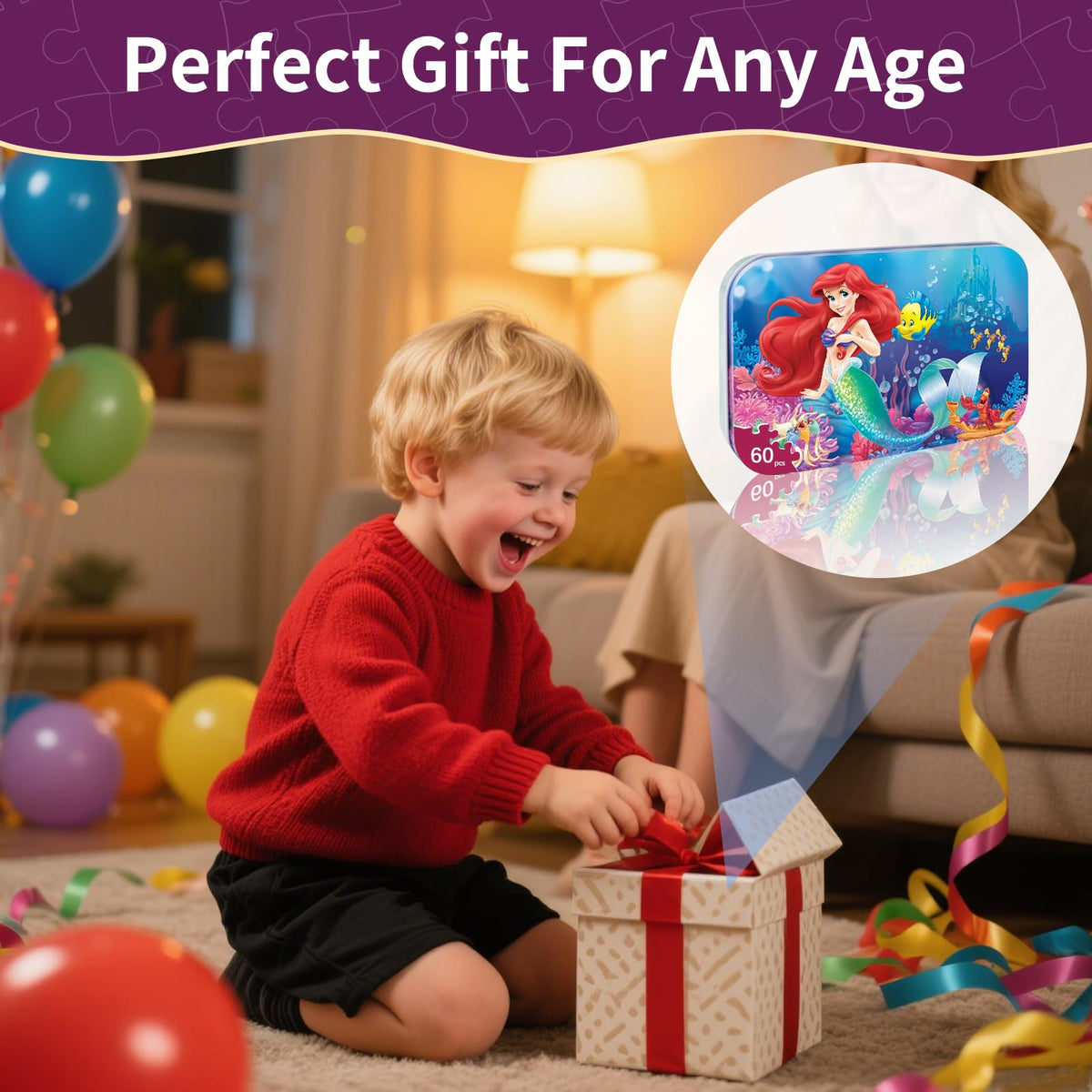 Eagarch Toddler Puzzle 60-Piece Jigsaw in Metal Box – Educational Learning Toy for Ages 3-8