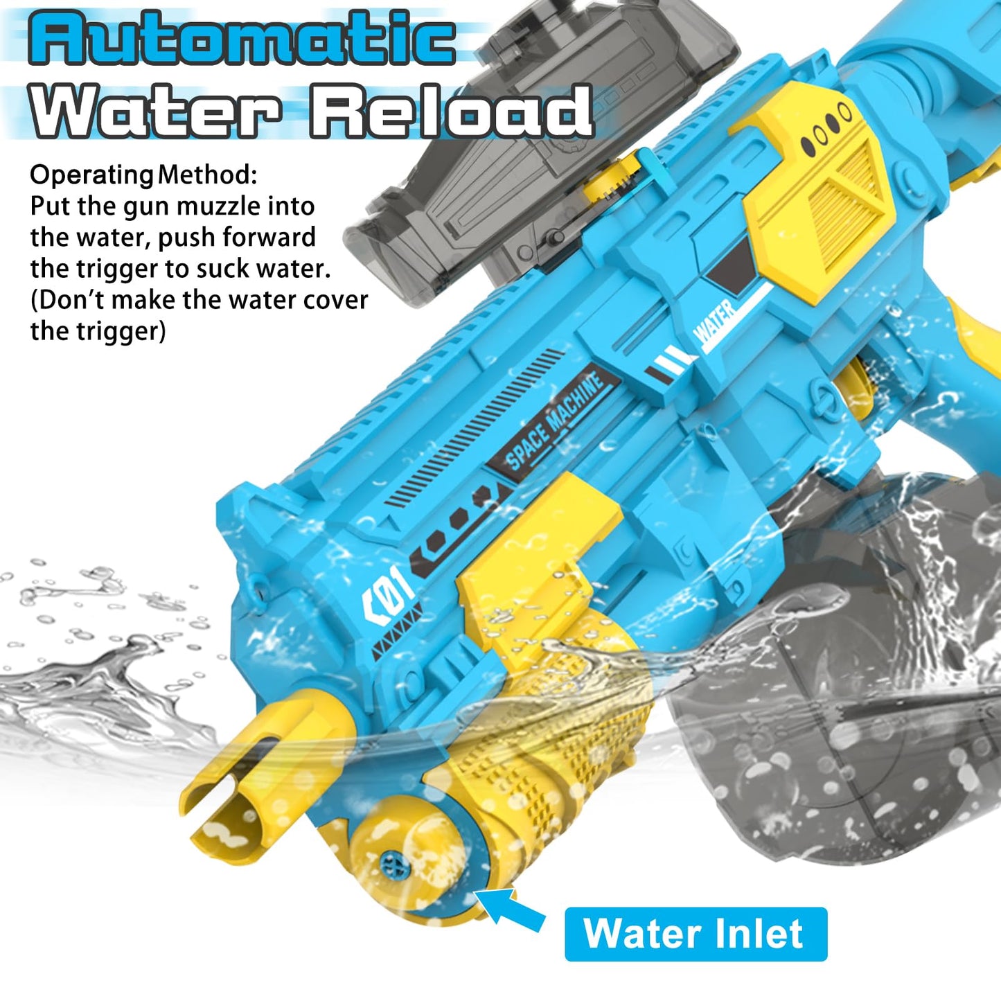 EagleGrove Electric Water Gun 1350cc — 32ft Range, Auto Suction