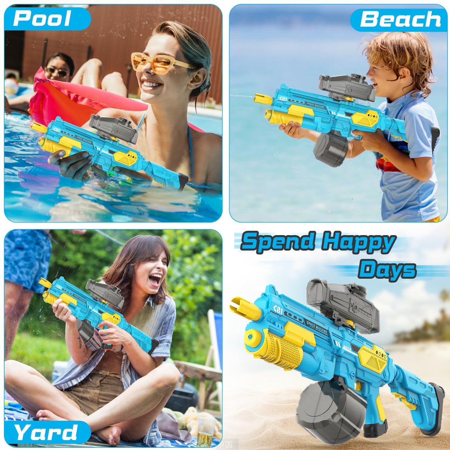 EagleGrove Electric Water Gun 1350cc — 32ft Range, Auto Suction