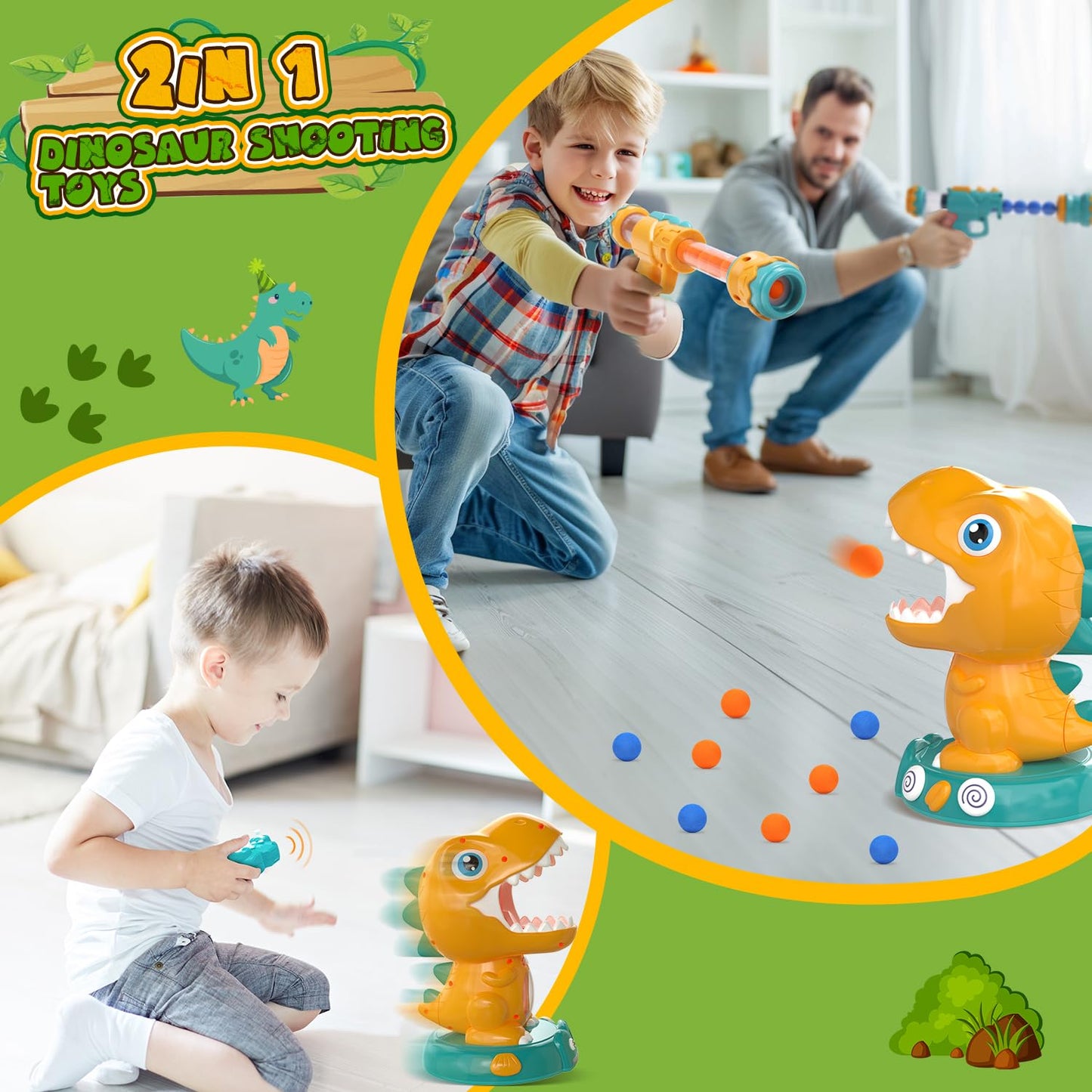 EagleStone RC Dinosaur Shooting Toy – 3 Modes, Auto Scoring, LED Lights & Roar