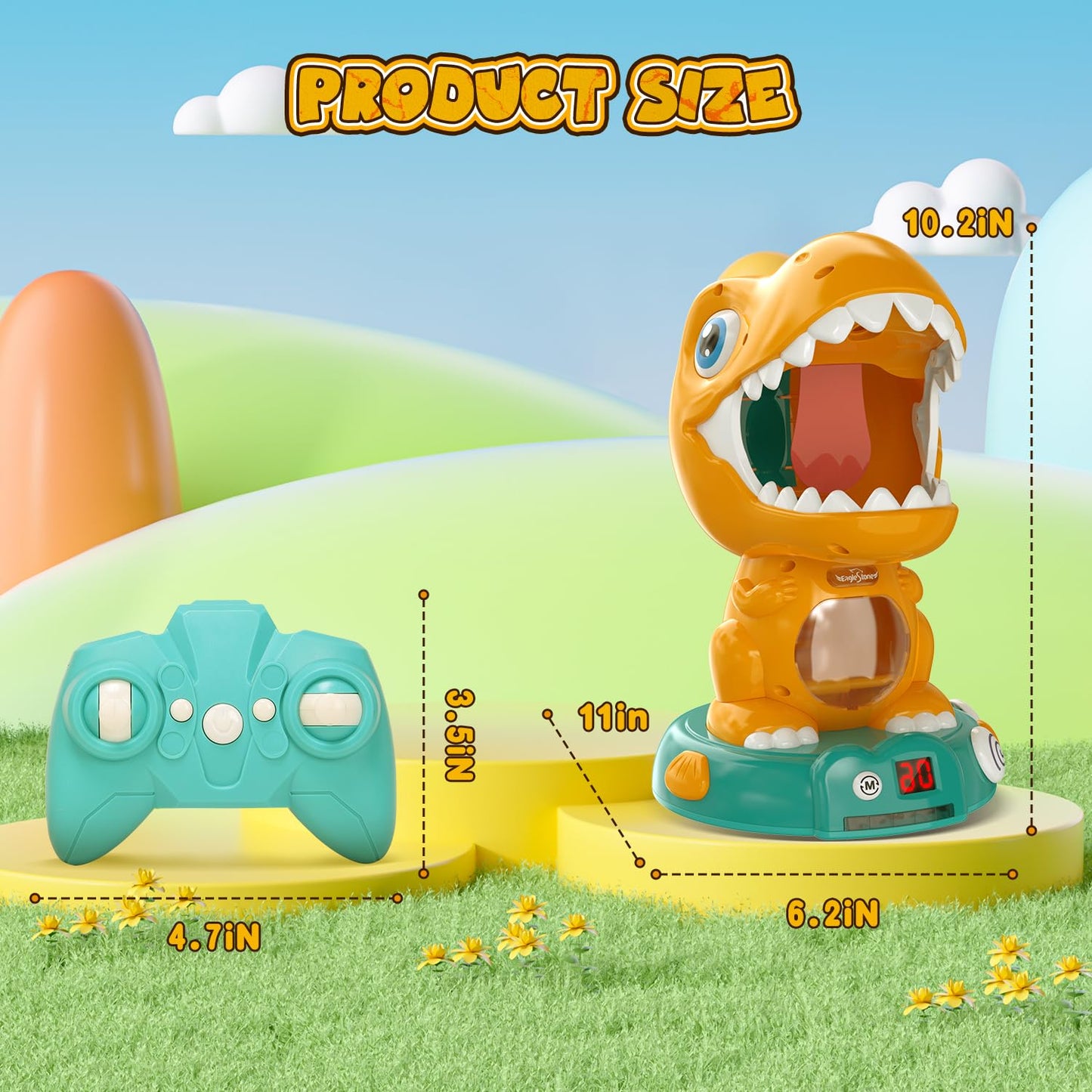 EagleStone RC Dinosaur Shooting Toy – 3 Modes, Auto Scoring, LED Lights & Roar