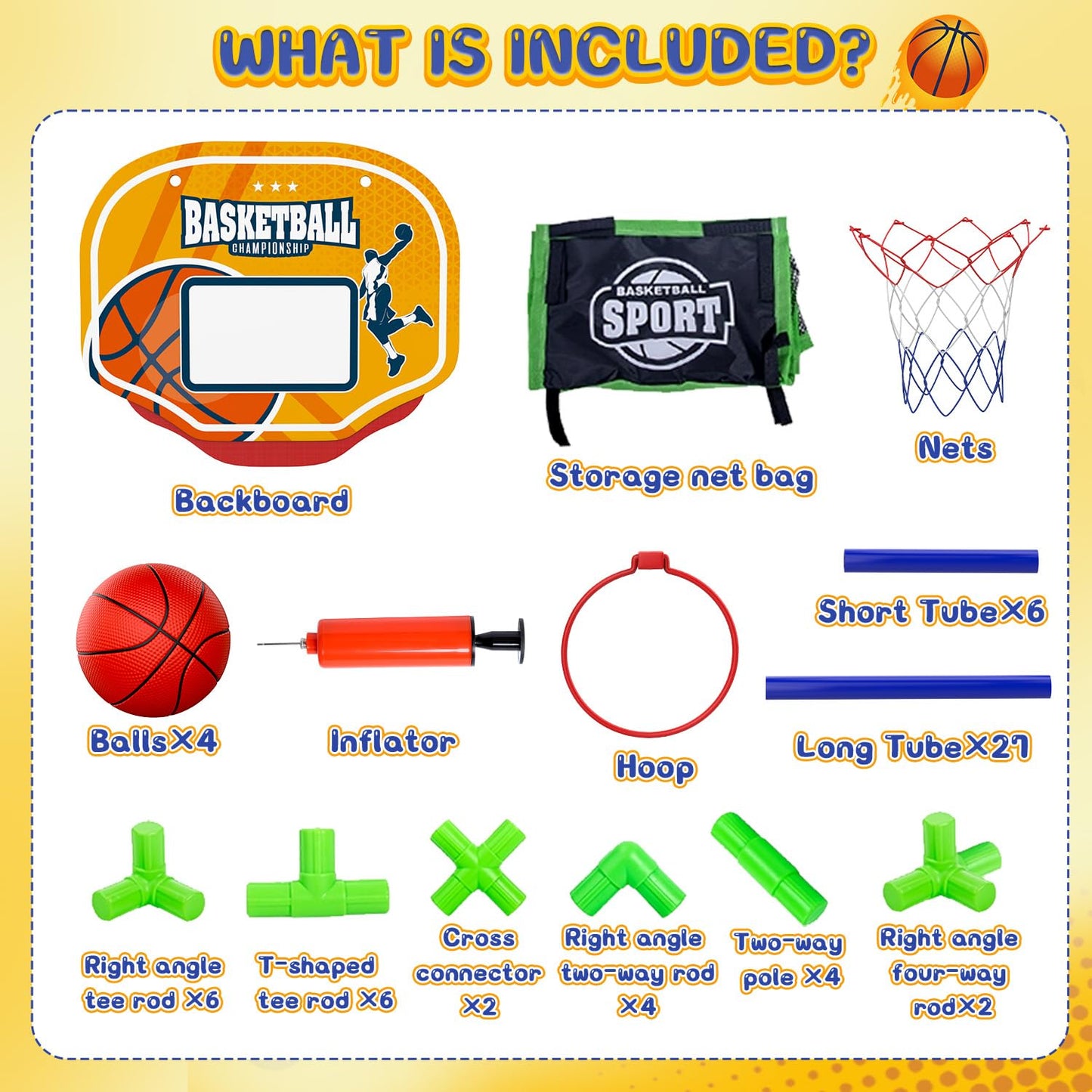 EagleStone Arcade Basketball Hoop Game Indoor — Adjustable Height, 4-Ball Storage, for Kids Aged 3-8