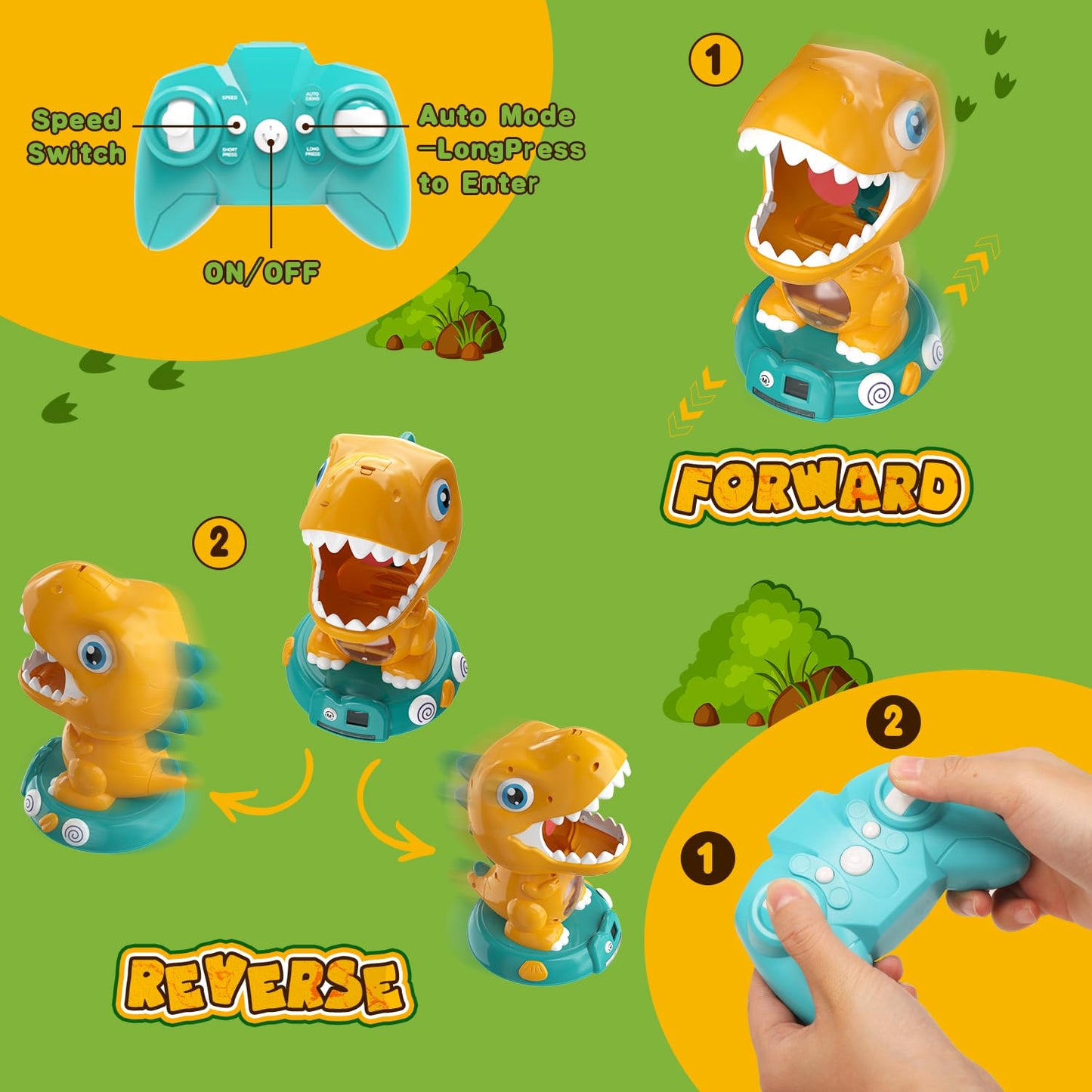 EagleStone RC Dinosaur Shooting Toy – 3 Modes, Auto Scoring, LED Lights & Roar