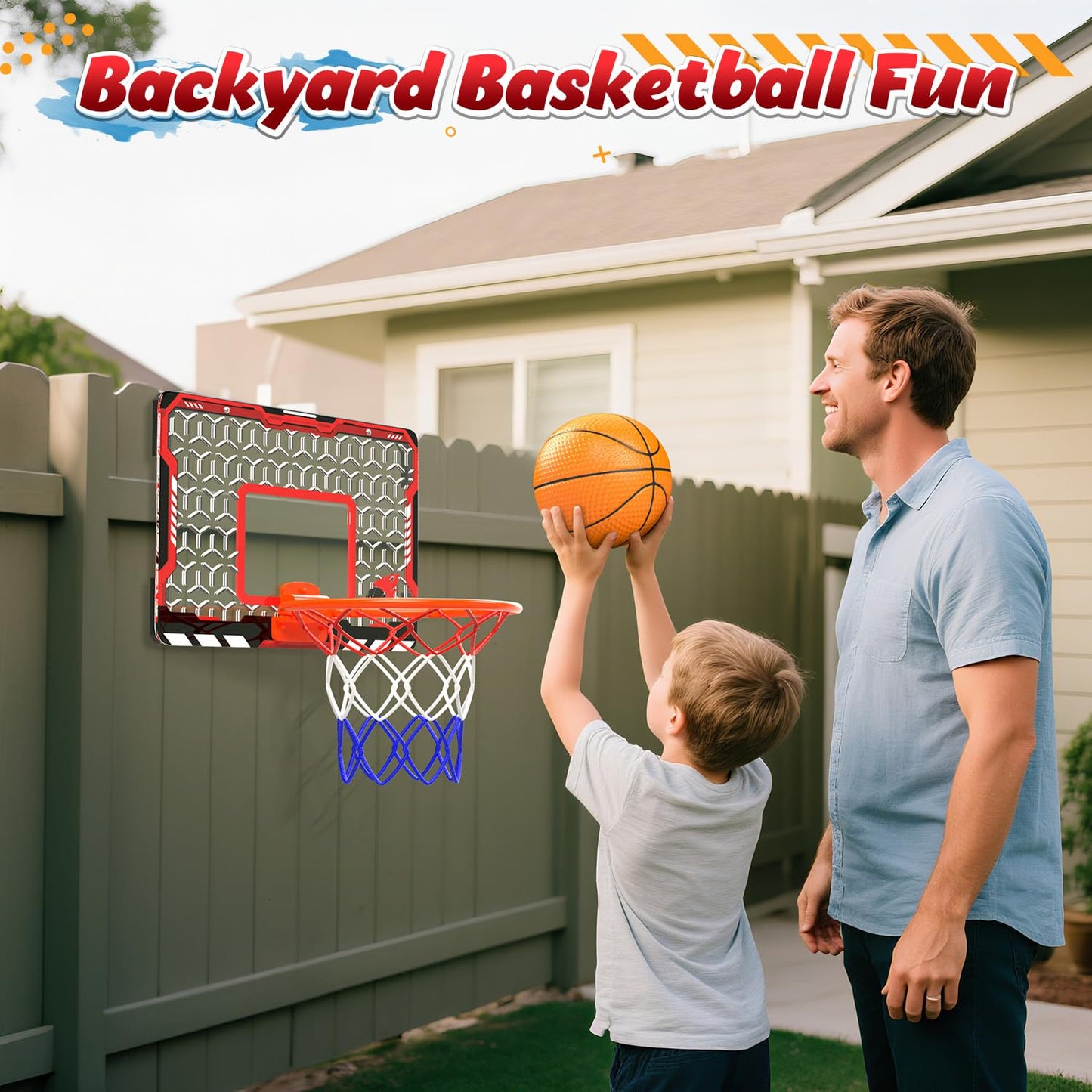 EagleStone Mini Basketball Hoop for Door & Wall – Foldable Rim, 3 Balls & Pump