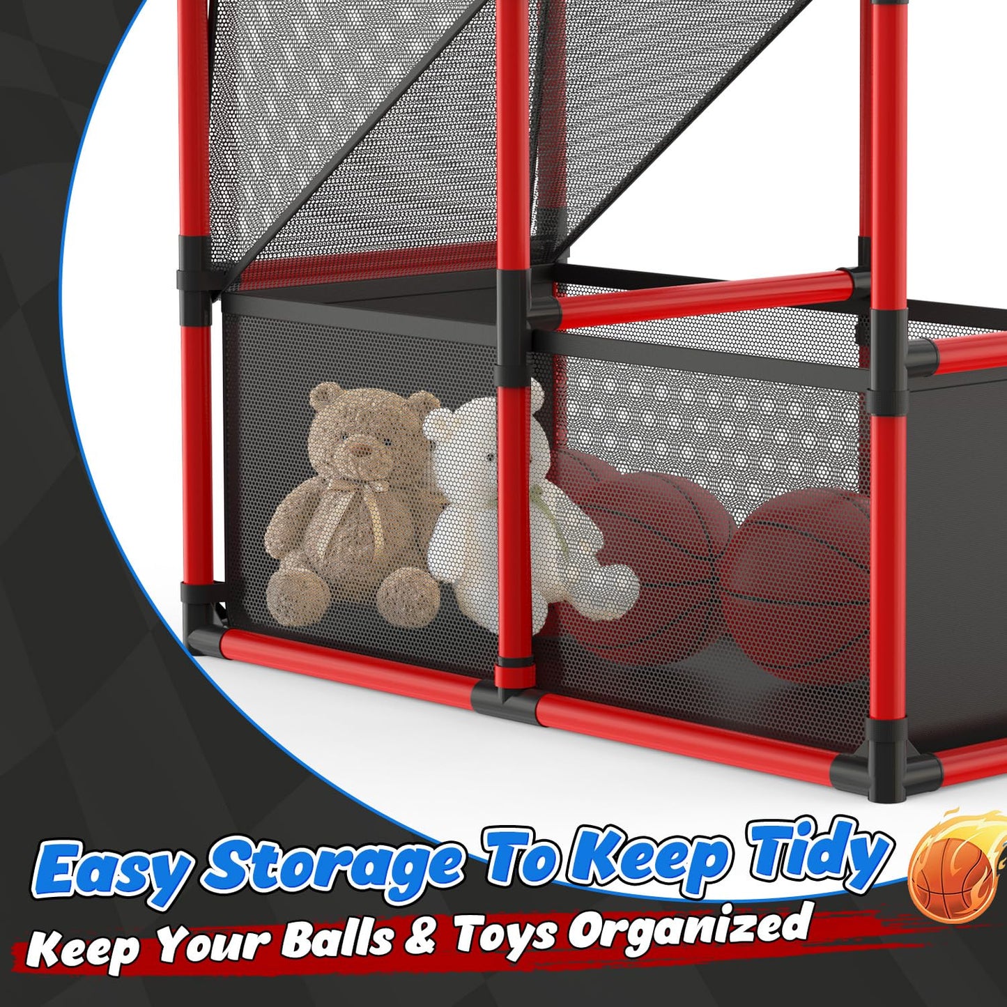 EagleStone Kids Adjustable Arcade Basketball Hoop with LED Lights & Scoreboard | Indoor & Outdoor
