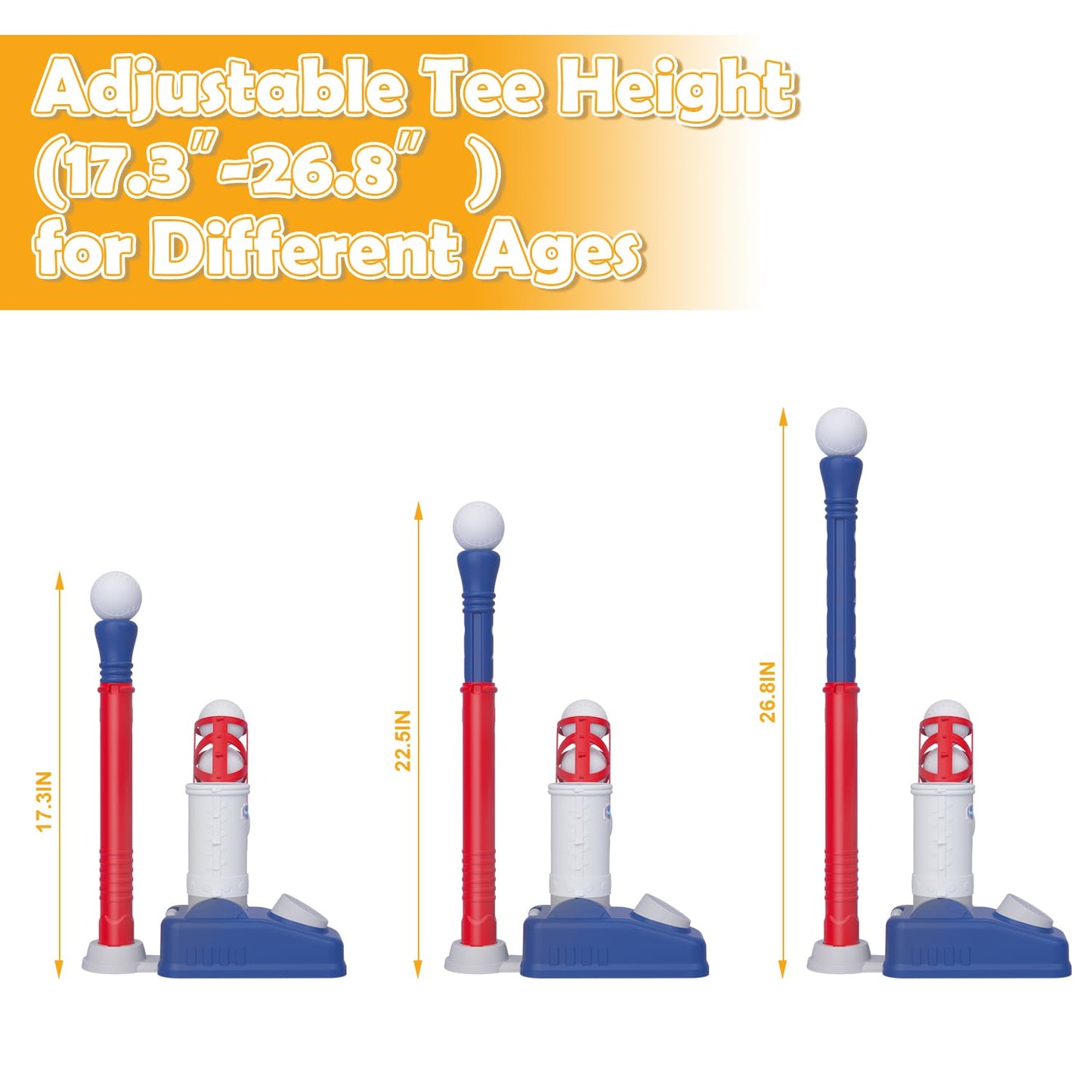 EagleStone Baseball Tee T-Ball Set for Kids 3-5 | 2-in-1 Pitching Machine & Adjustable Bat