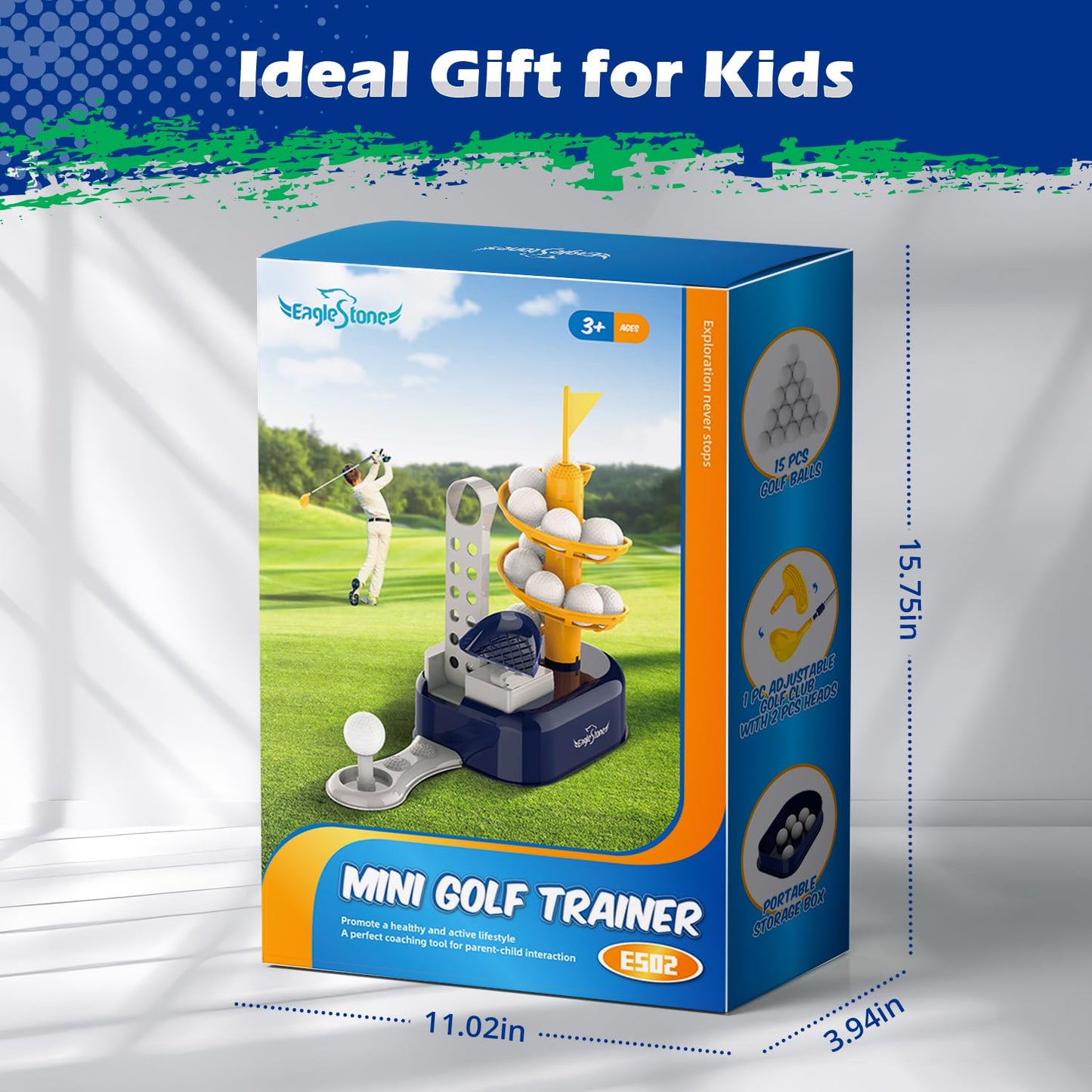 EagleStone Toddler Golf Set with Foot Pedal Launcher – Kids Golf Toy for Ages 3-8