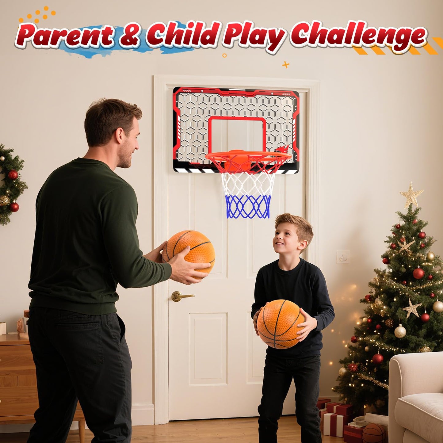 EagleStone Mini Basketball Hoop for Door & Wall – Foldable Rim, 3 Balls & Pump