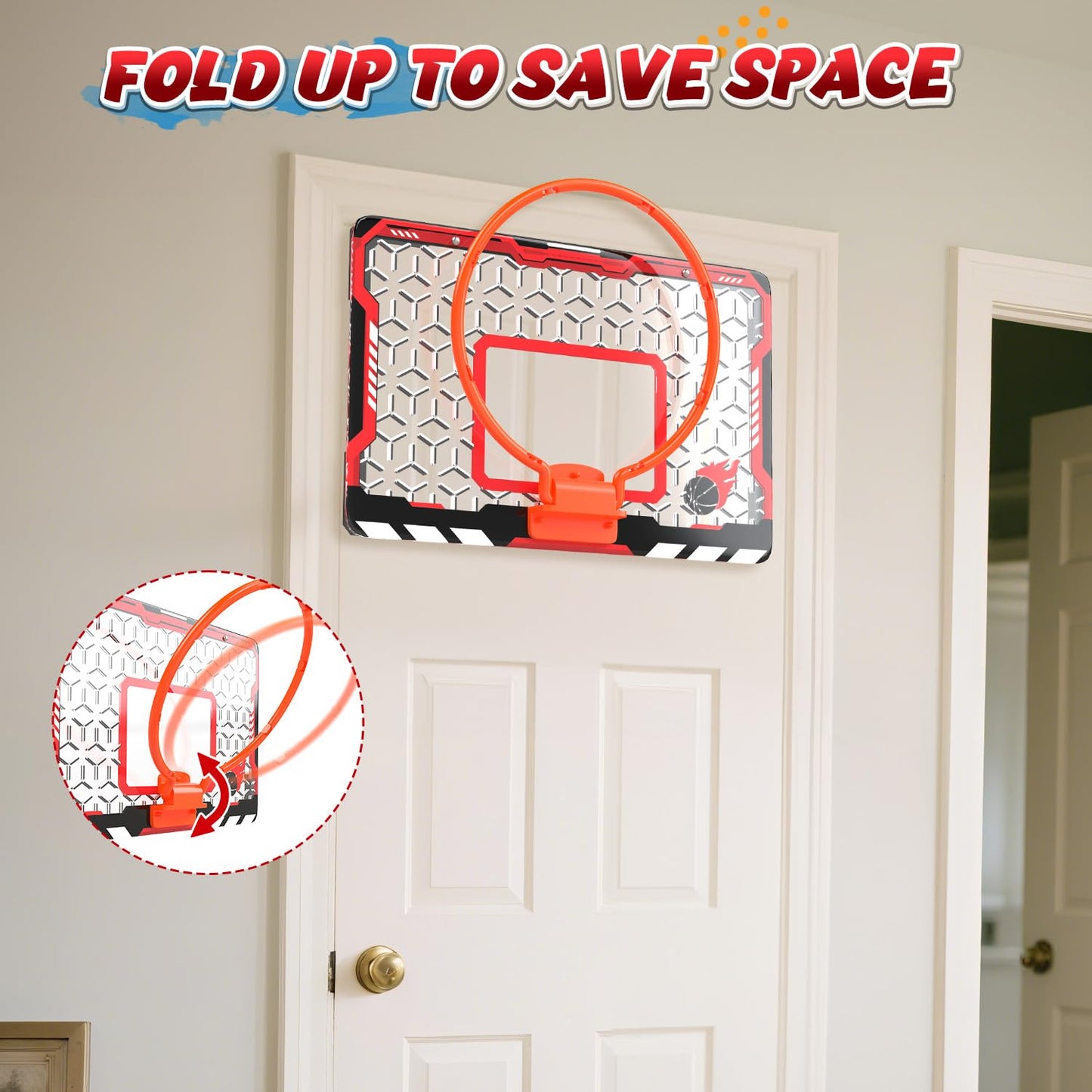 EagleStone Mini Basketball Hoop for Door & Wall – Foldable Rim, 3 Balls & Pump