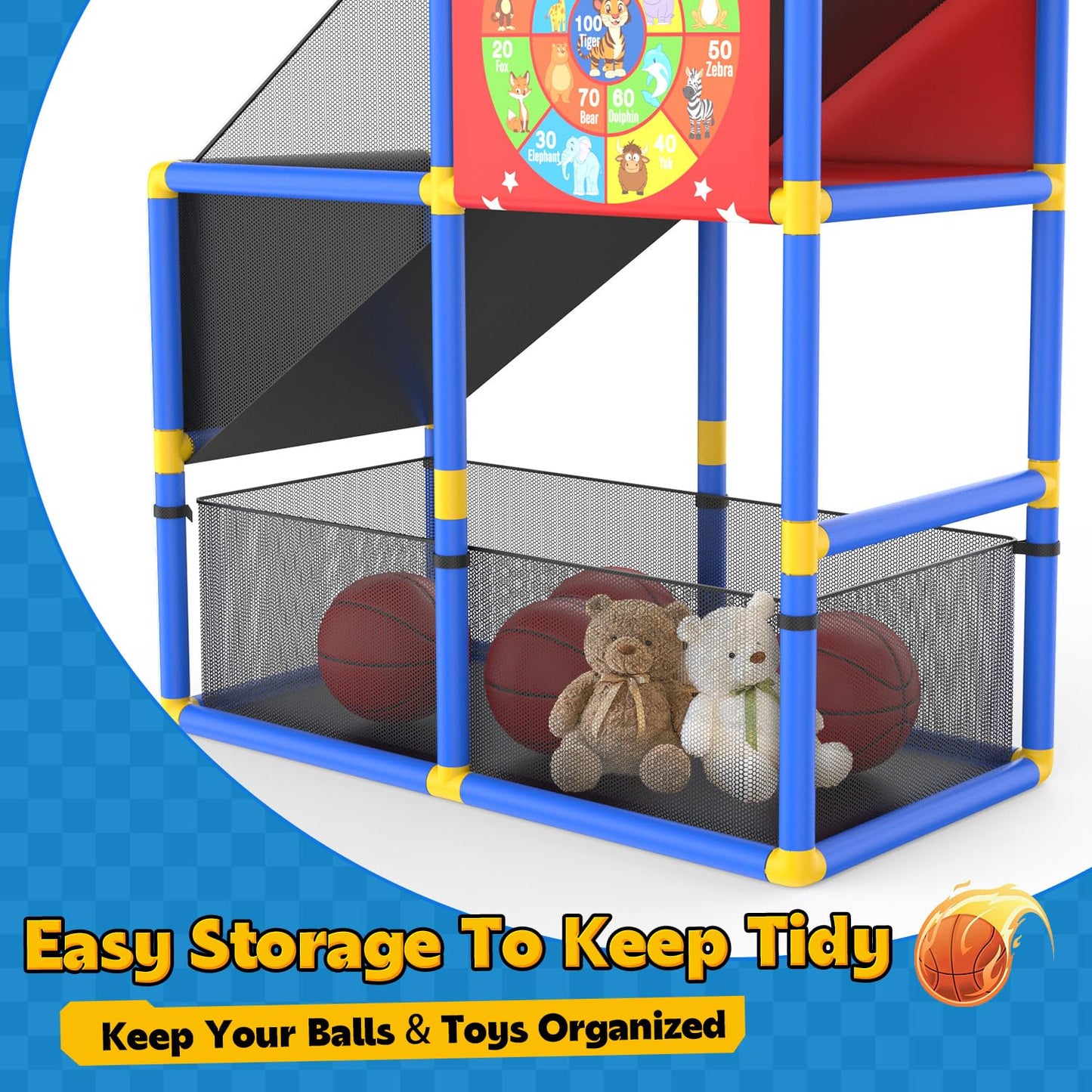 EagleStone 2-in-1 Kids Arcade Basketball Hoop & Dart Board | Adjustable Height