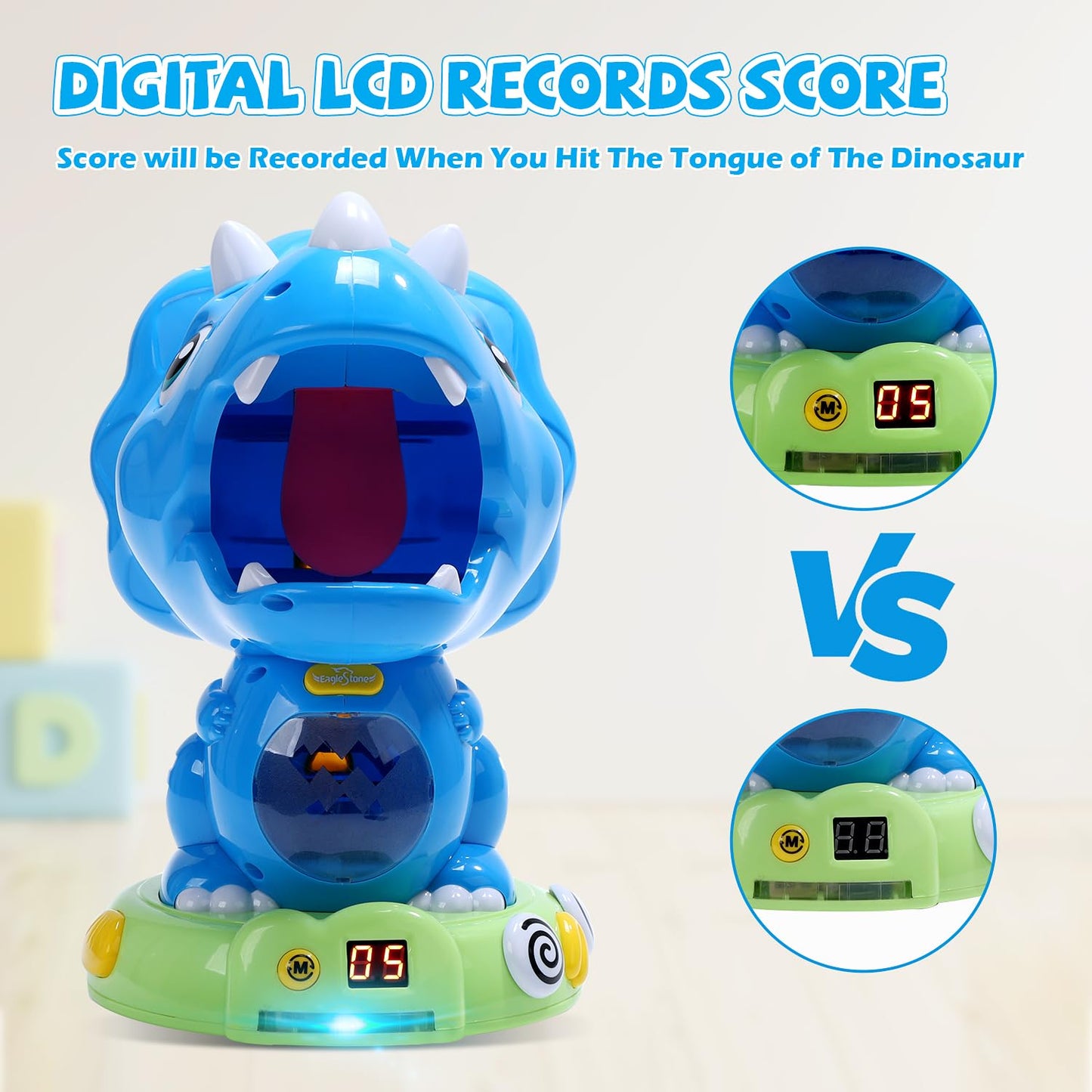 EagleStone Moveable Triceratops Shooting Toy with LCD Scoreboard & LED