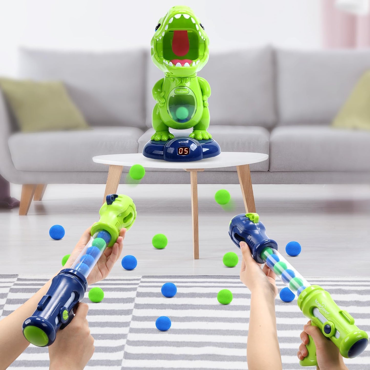 EagleStone Movable Dinosaur Shooting Toy – Dual-Mode Target with 48 Foam Balls