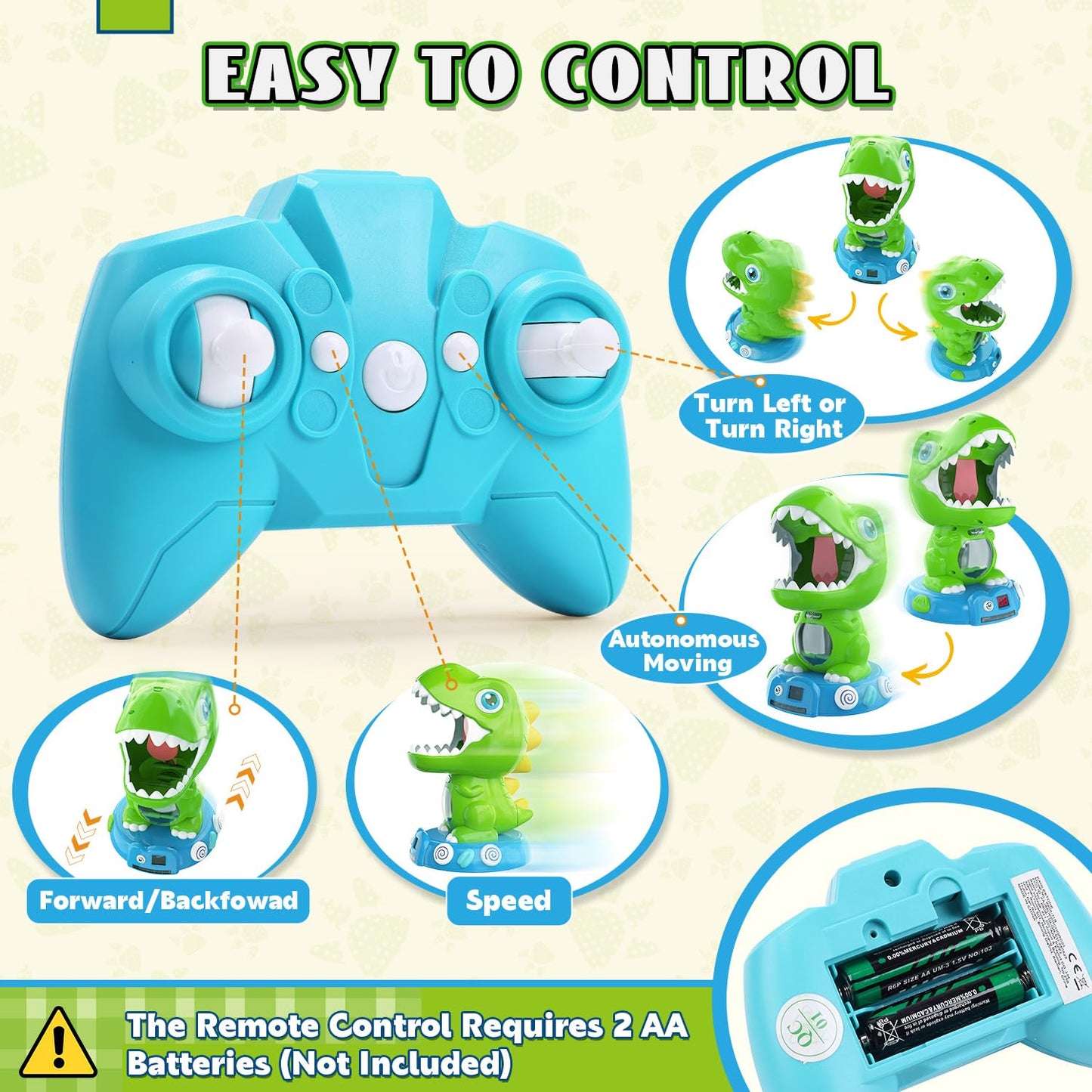 EagleStone Remote Control Movable Shooting Dinosaur Toy – 3-8 Year Olds, 2.4GHz RC, Auto Scoring & Smoke