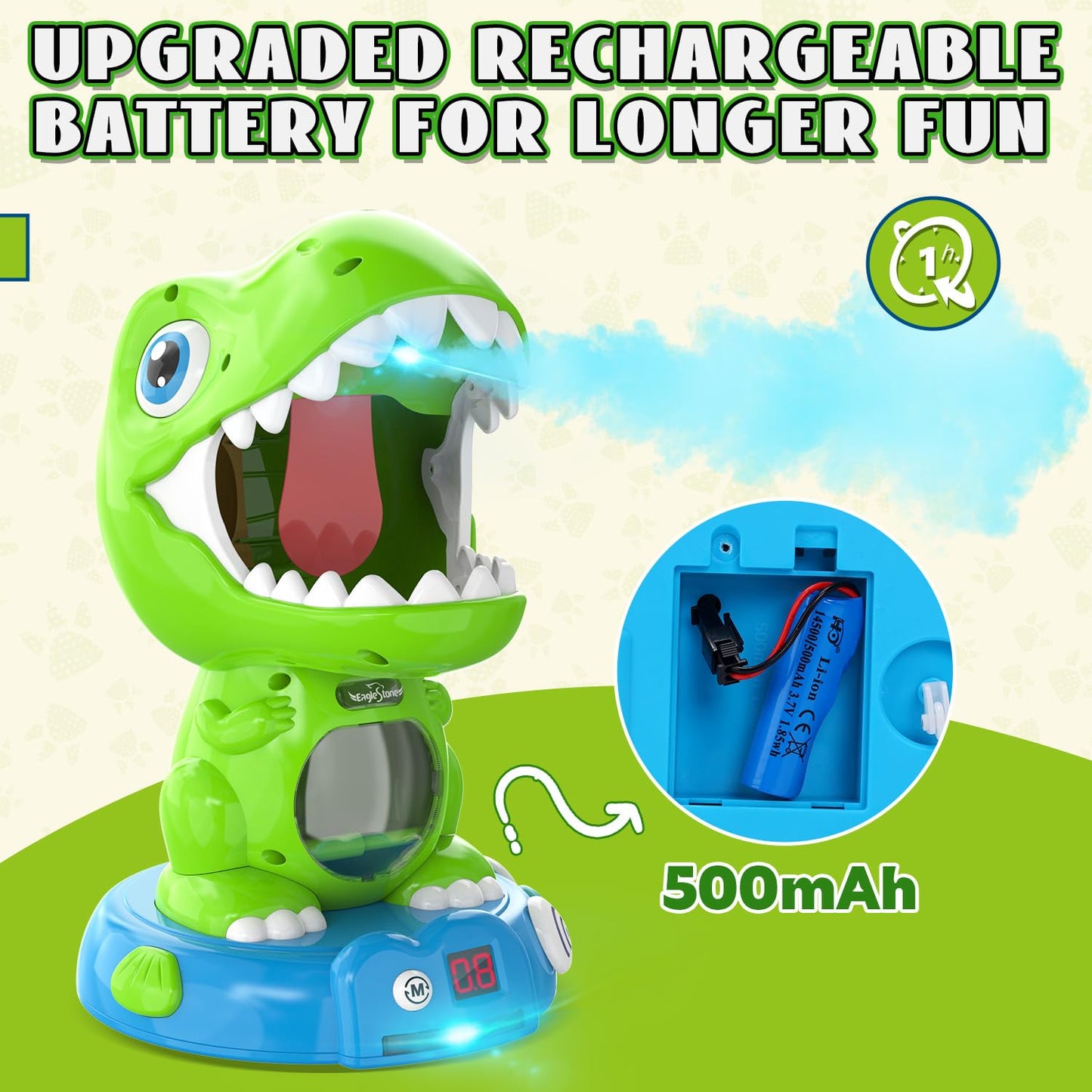 EagleStone Remote Control Movable Shooting Dinosaur Toy – 3-8 Year Olds, 2.4GHz RC, Auto Scoring & Smoke