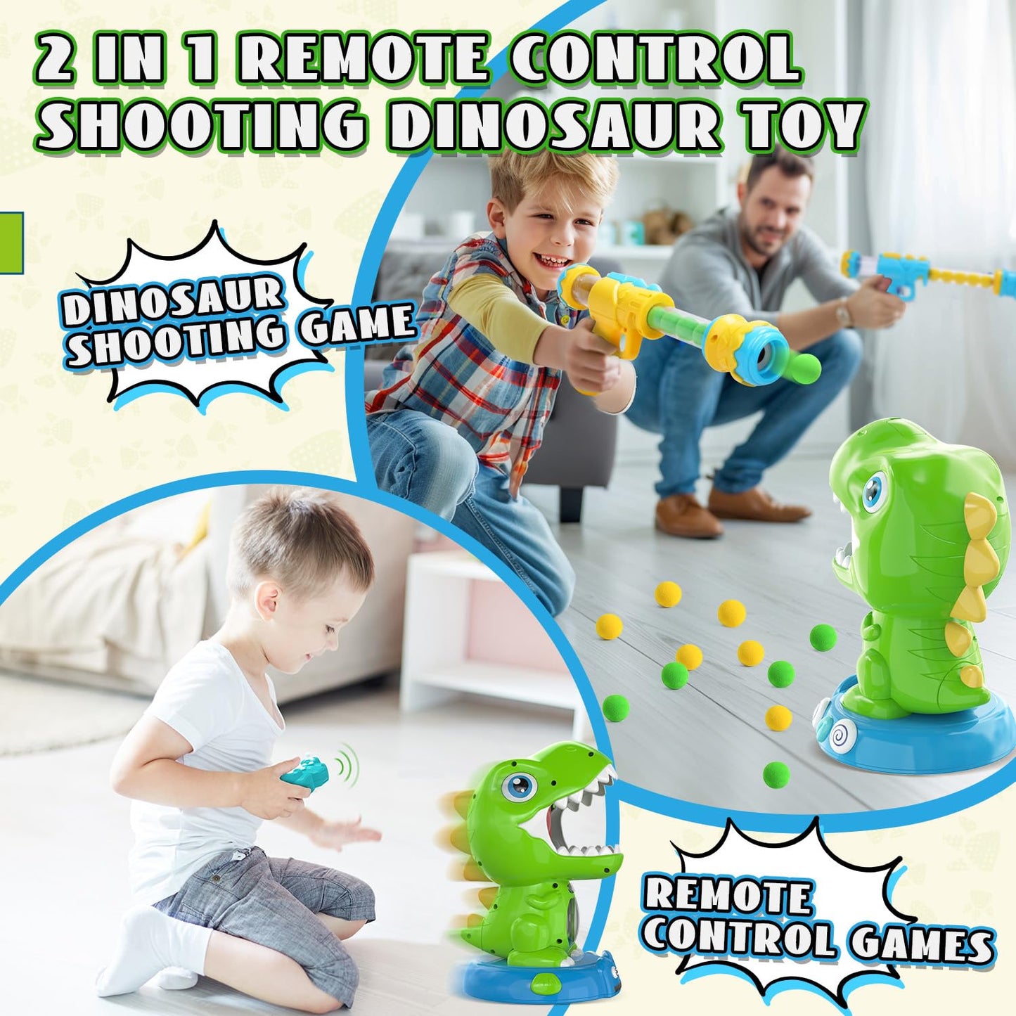 EagleStone Remote Control Movable Shooting Dinosaur Toy – 3-8 Year Olds, 2.4GHz RC, Auto Scoring & Smoke