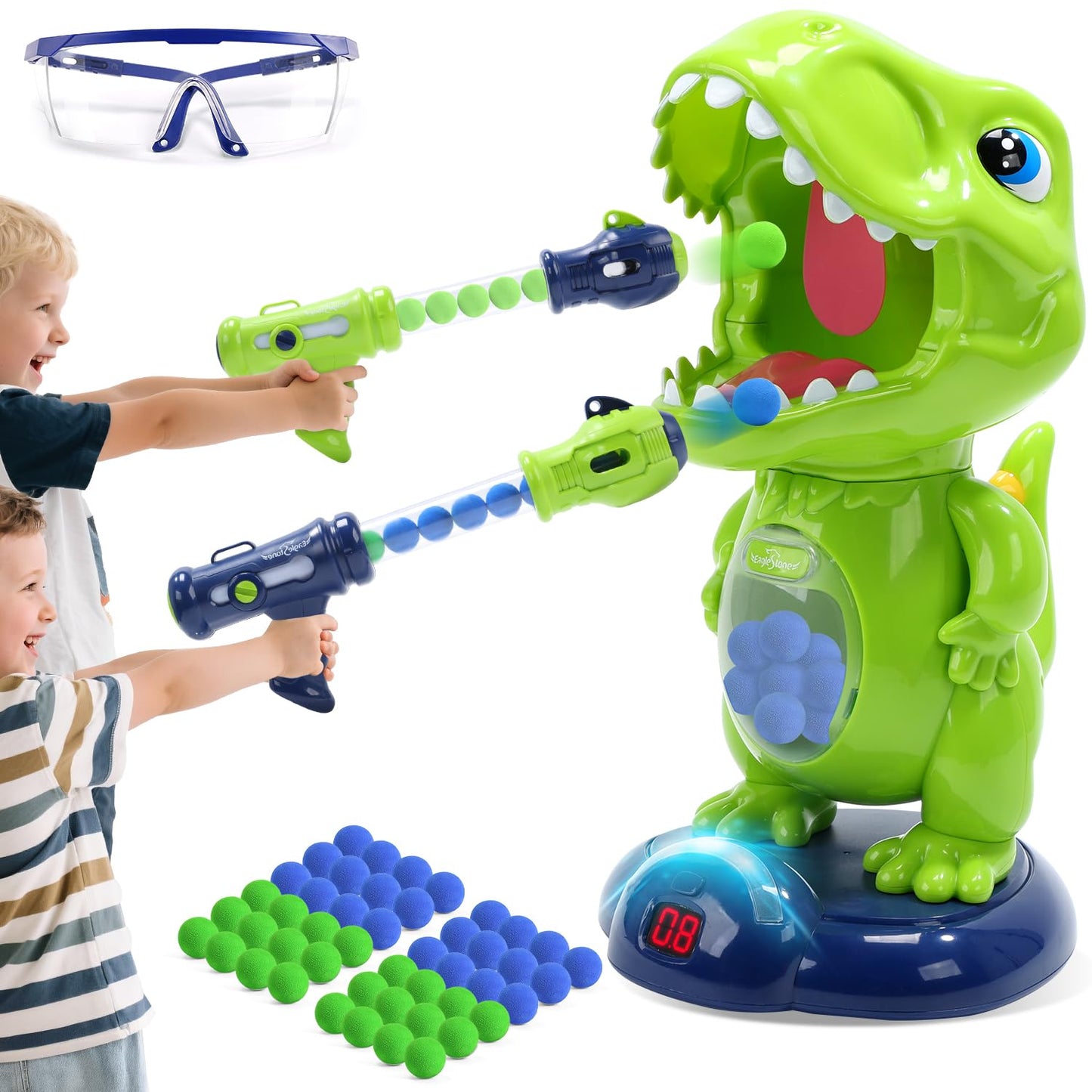 EagleStone Movable Dinosaur Shooting Toy – Dual-Mode Target with 48 Foam Balls