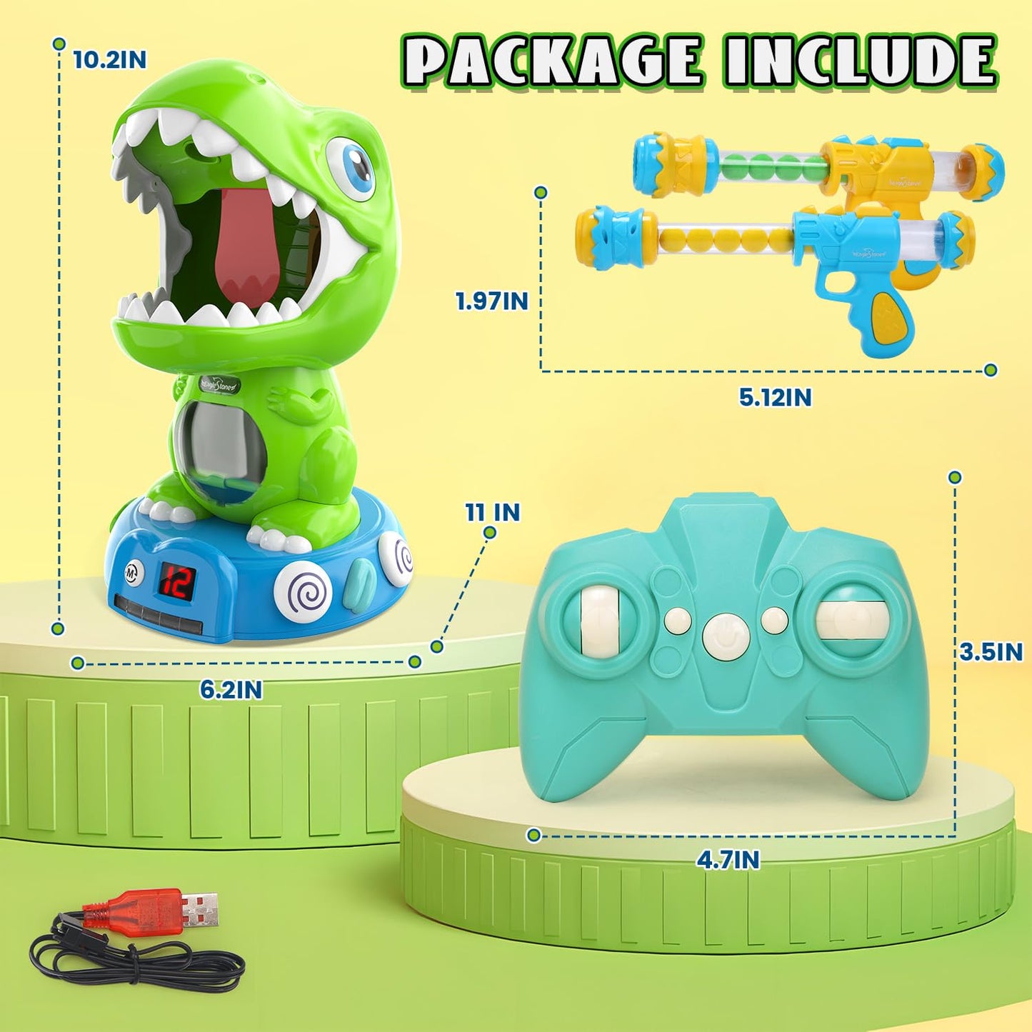 EagleStone Remote Control Movable Shooting Dinosaur Toy – 3-8 Year Olds, 2.4GHz RC, Auto Scoring & Smoke