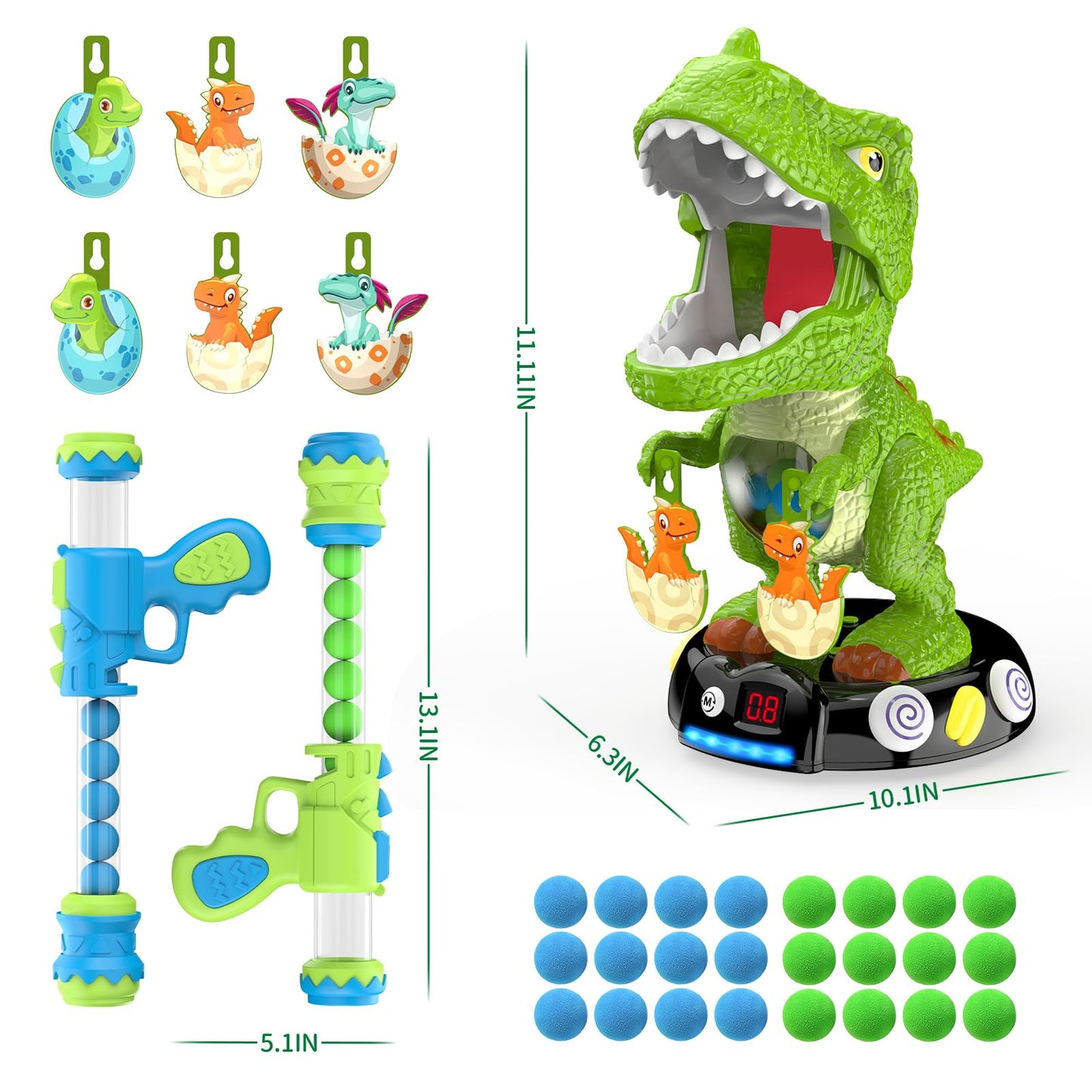 EagleStone Moving Dinosaur Shooting Toy – T-Rex Target Game with Mist Spray & LED Score