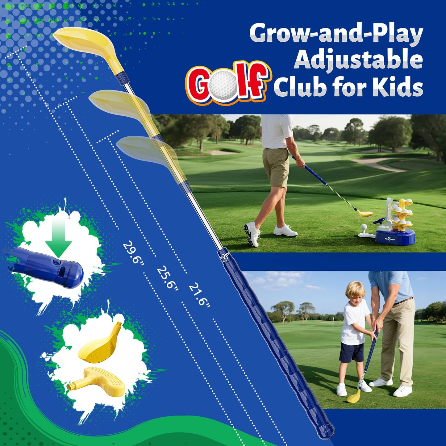 EagleStone Toddler Golf Set with Foot Pedal Launcher – Kids Golf Toy for Ages 3-8