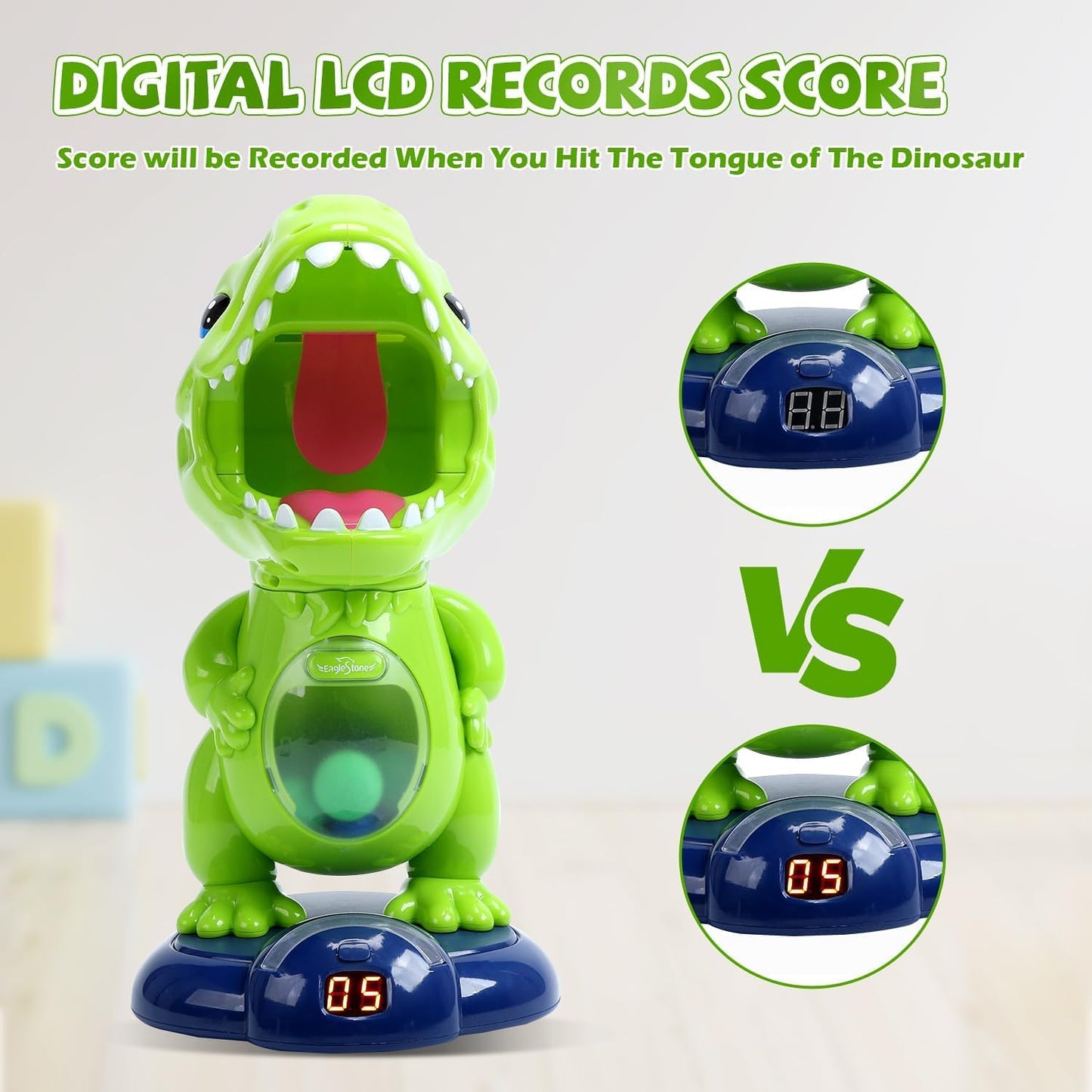 EagleStone Movable Dinosaur Shooting Toy – Dual-Mode Target with 48 Foam Balls
