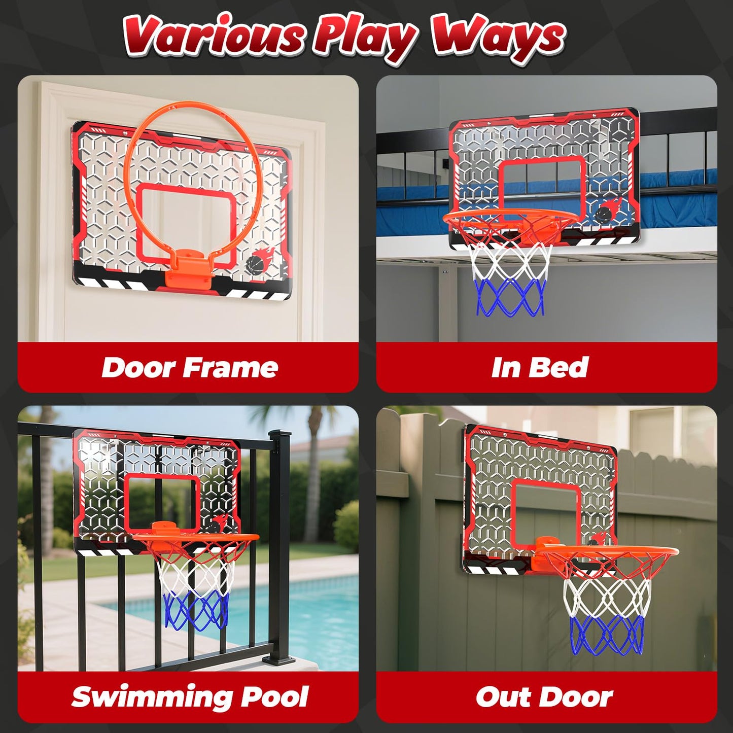 EagleStone Mini Basketball Hoop for Door & Wall – Foldable Rim, 3 Balls & Pump