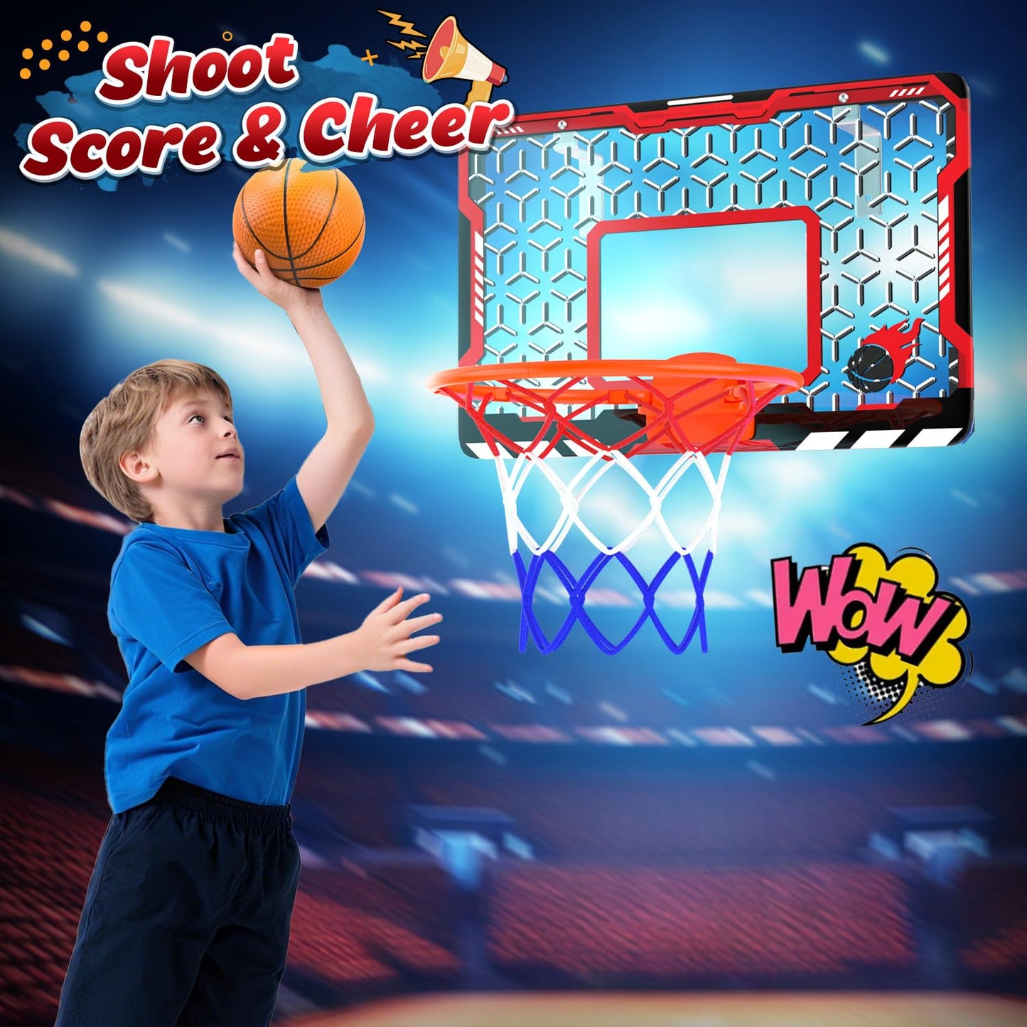 EagleStone Mini Basketball Hoop for Door & Wall – Foldable Rim, 3 Balls & Pump