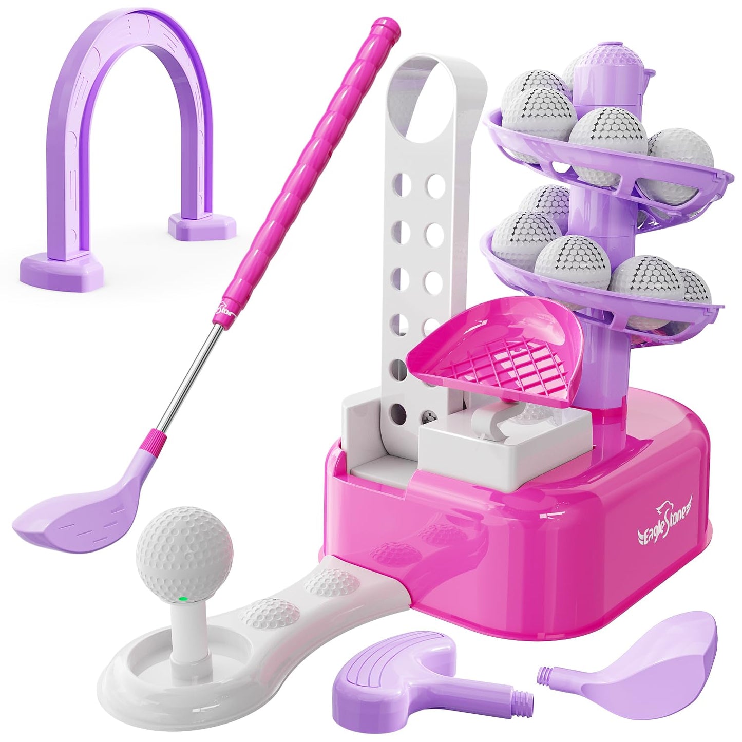EagleStone Kids Golf Toy Set – Adjustable 3-Head Club, Left/Right Hands, Indoor & Outdoor Fun