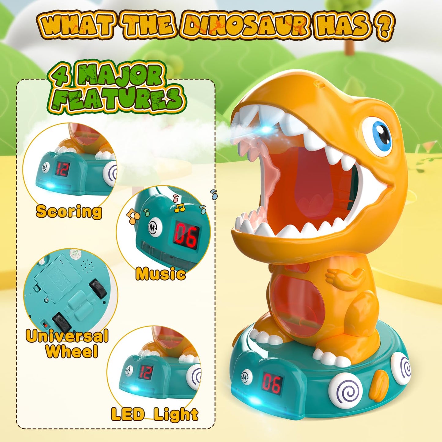 EagleStone RC Dinosaur Shooting Toy – 3 Modes, Auto Scoring, LED Lights & Roar