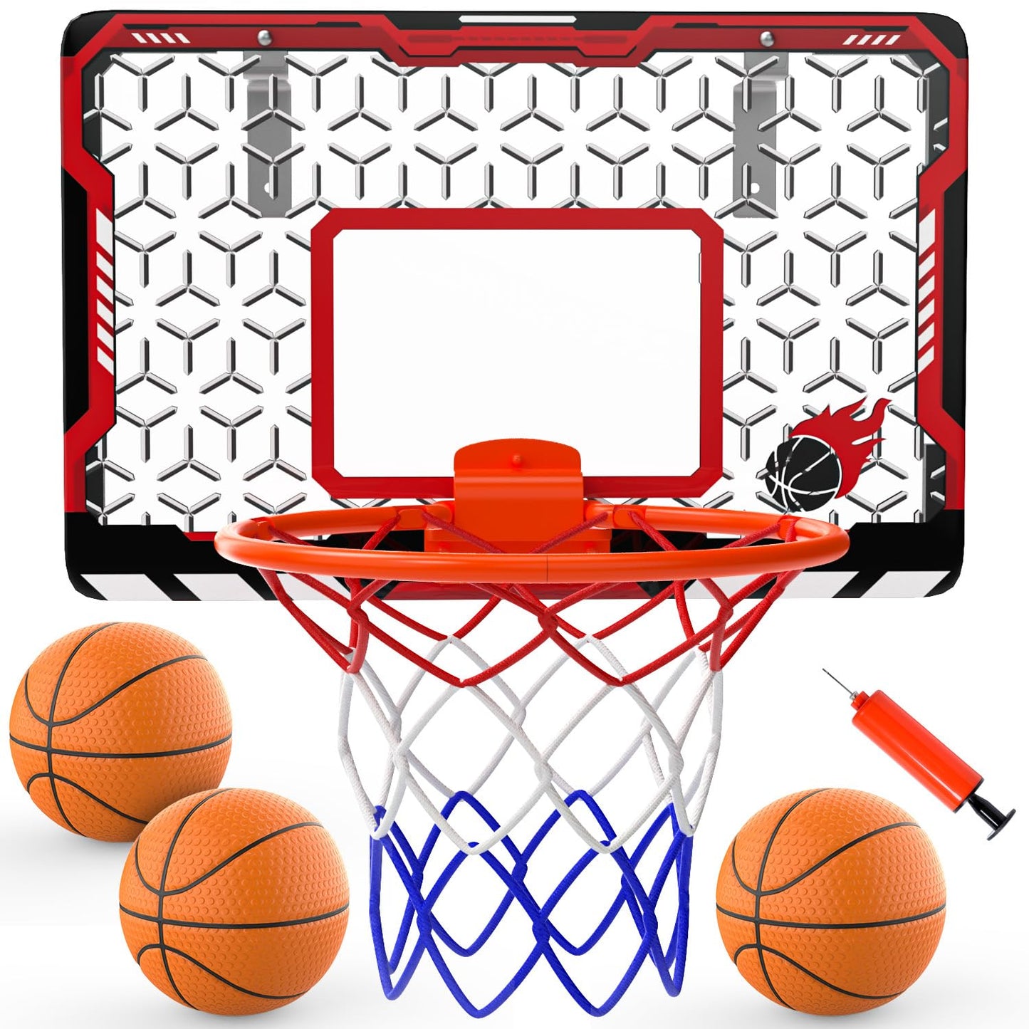 EagleStone Mini Basketball Hoop for Door & Wall – Foldable Rim, 3 Balls & Pump