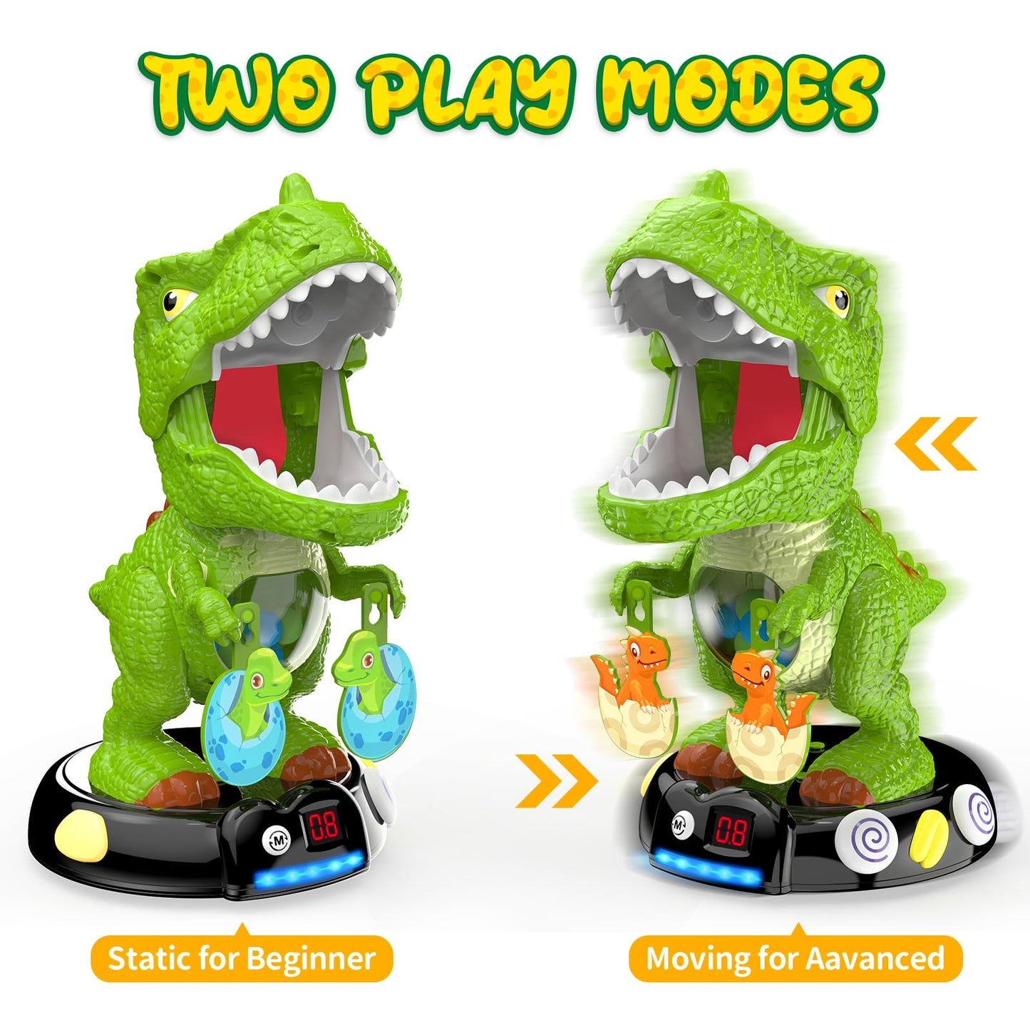 EagleStone Moving Dinosaur Shooting Toy – T-Rex Target Game with Mist Spray & LED Score