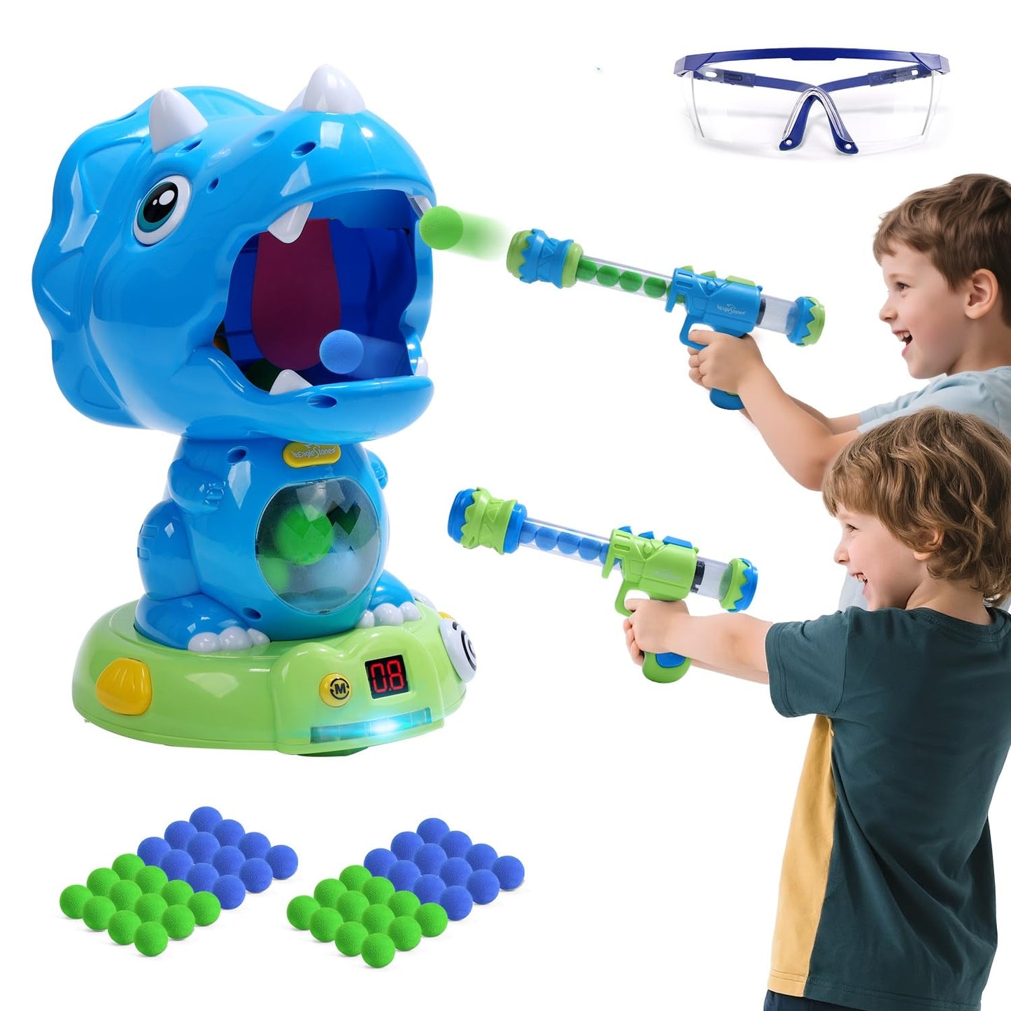 EagleStone Moveable Triceratops Shooting Toy with LCD Scoreboard & LED