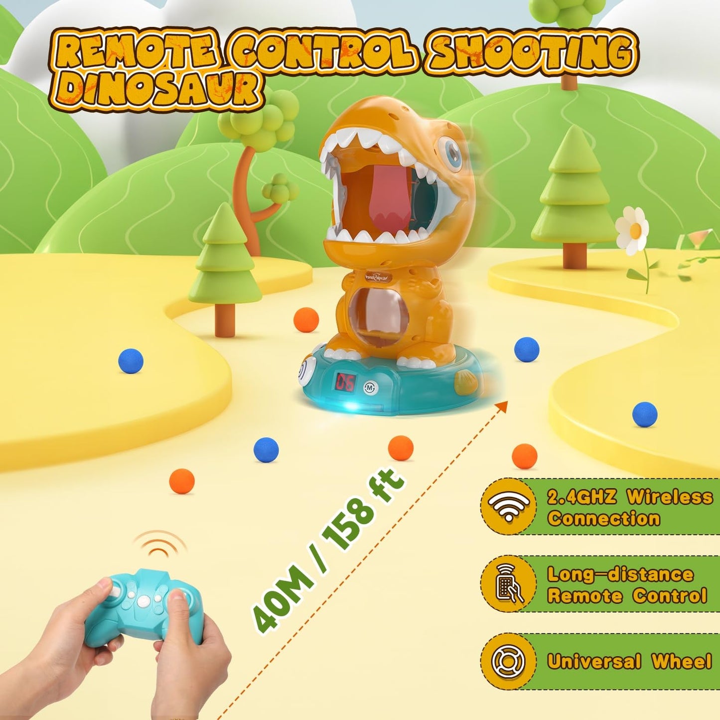 EagleStone RC Dinosaur Shooting Toy – 3 Modes, Auto Scoring, LED Lights & Roar