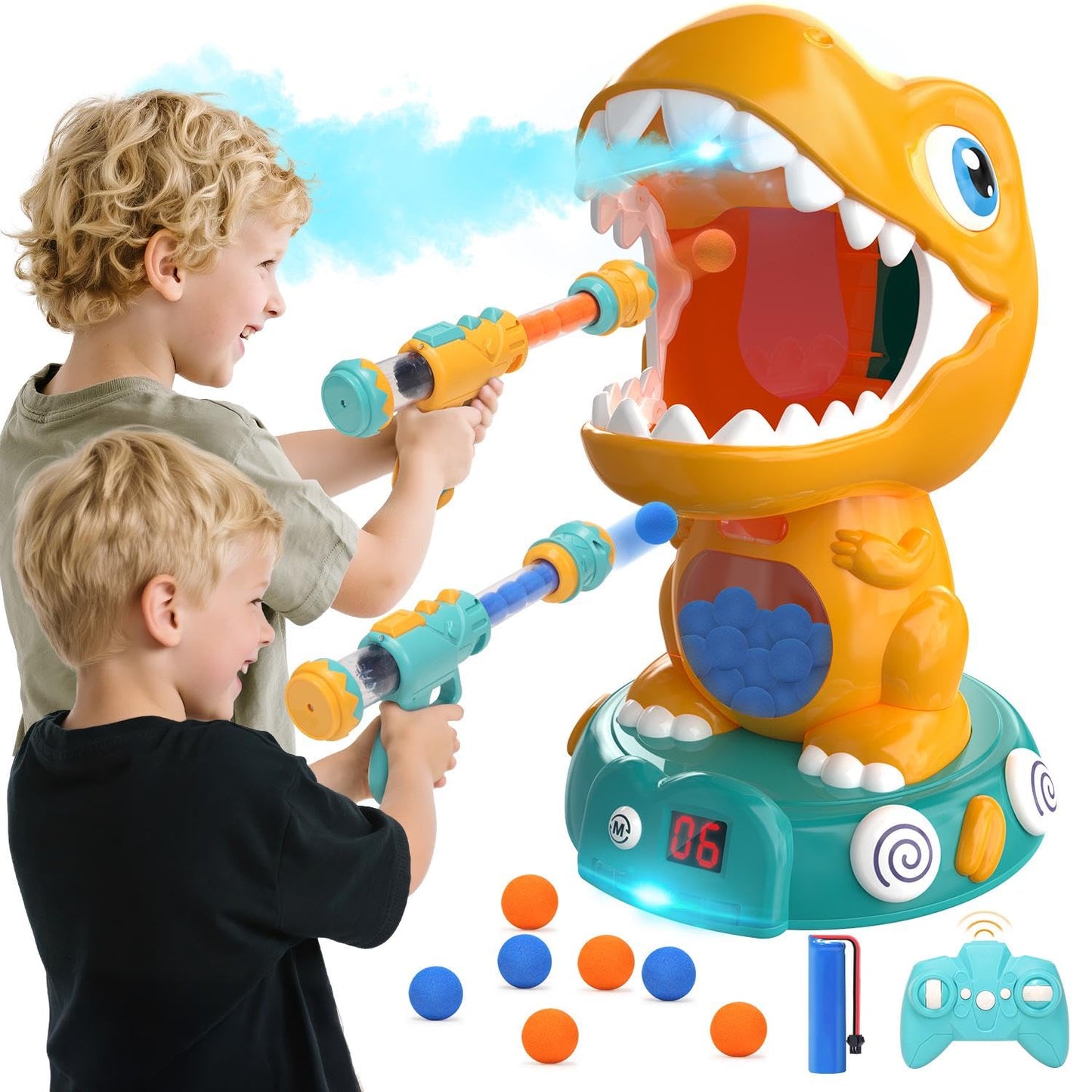 EagleStone RC Dinosaur Shooting Toy – 3 Modes, Auto Scoring, LED Lights & Roar