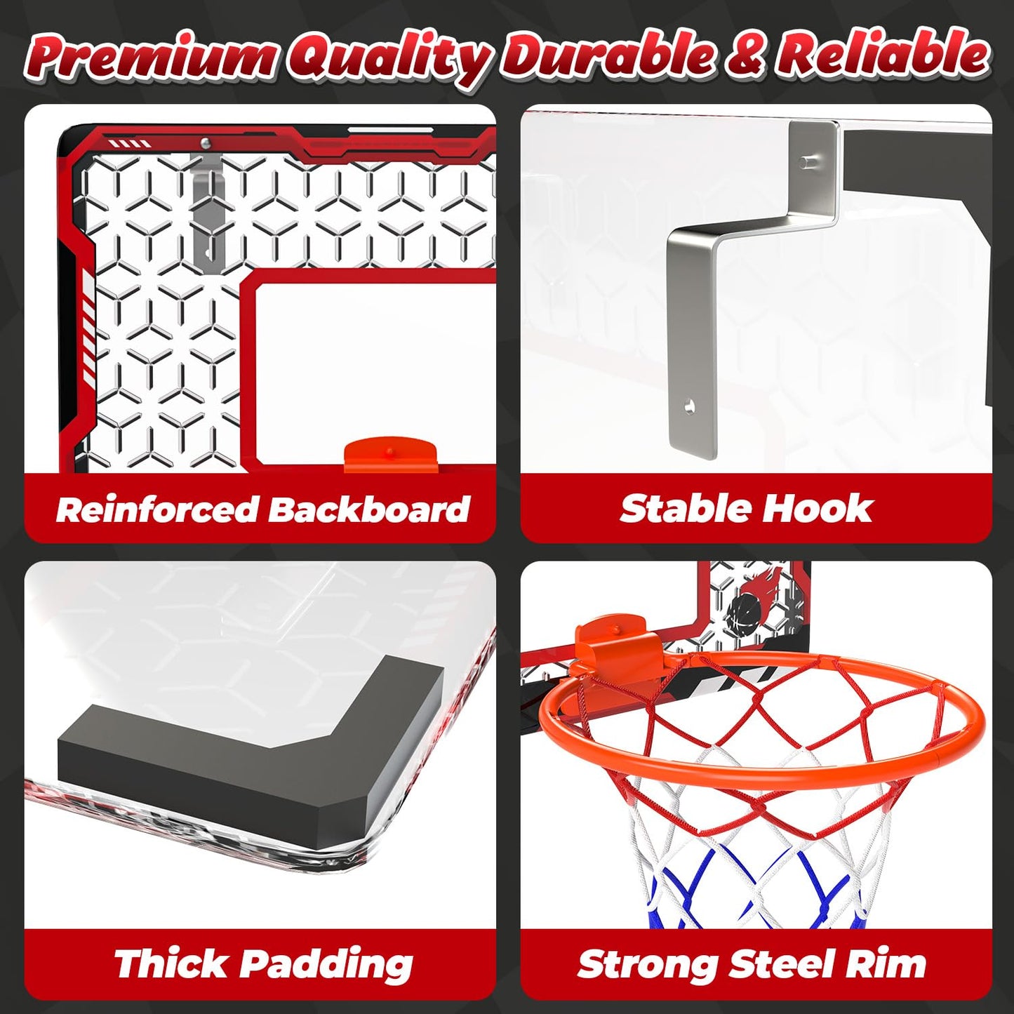 EagleStone Mini Basketball Hoop for Door & Wall – Foldable Rim, 3 Balls & Pump