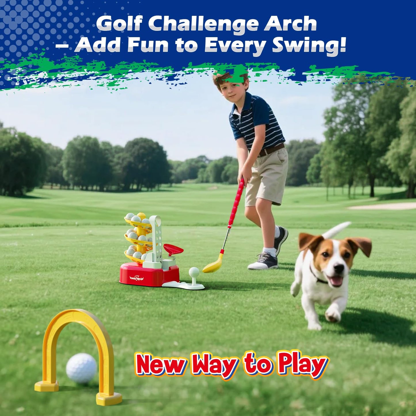EagleStone Kids Golf Toy Set with Automatic Ball Dispenser – Indoor & Outdoor Play for Ages 3–7