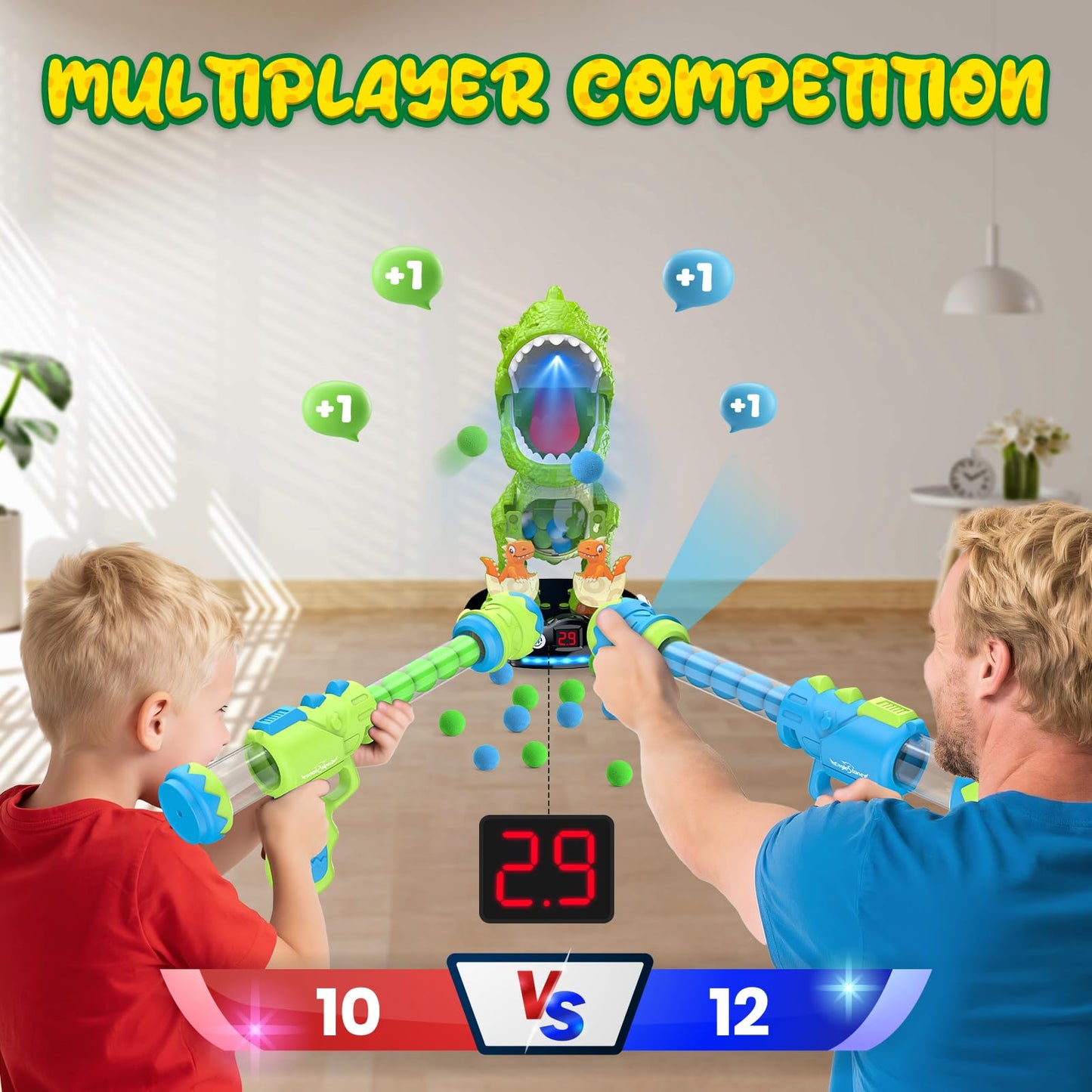 EagleStone Moving Dinosaur Shooting Toy – T-Rex Target Game with Mist Spray & LED Score