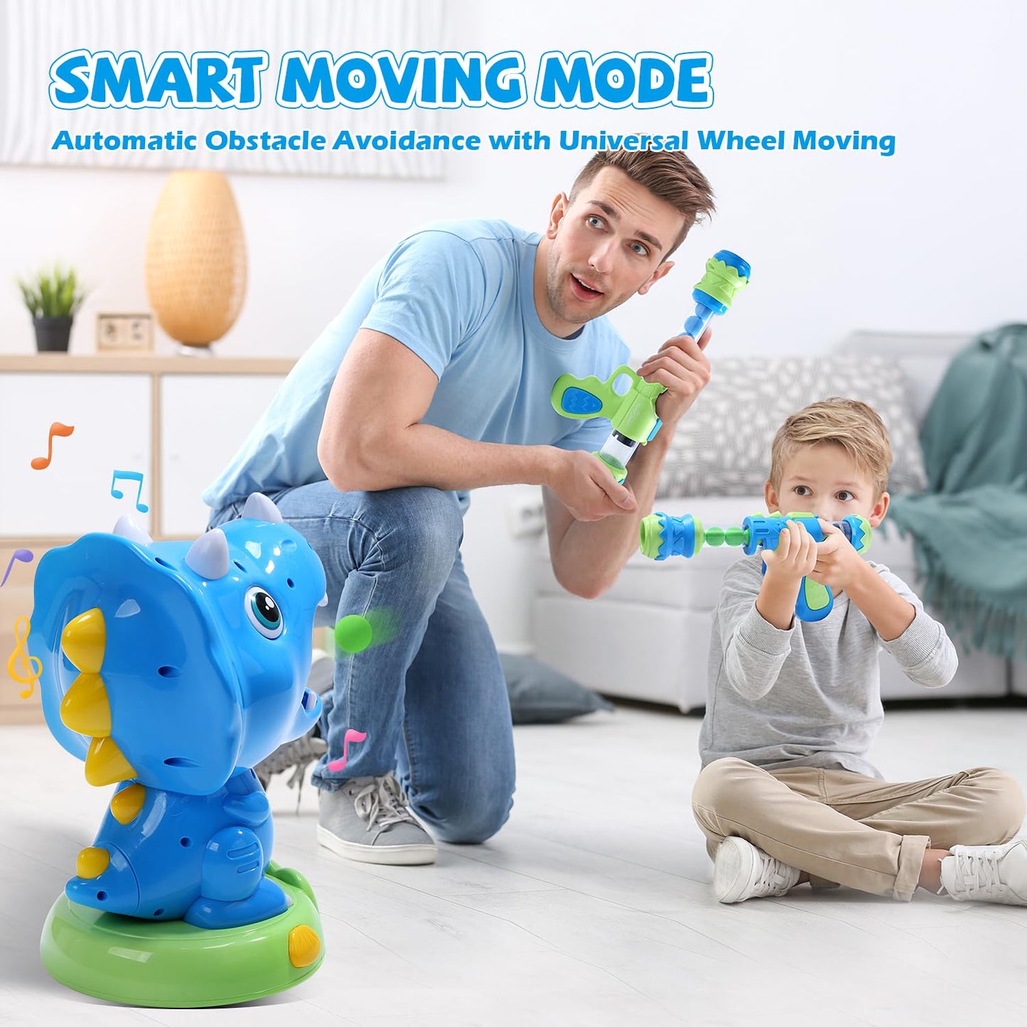 EagleStone Moveable Triceratops Shooting Toy with LCD Scoreboard & LED