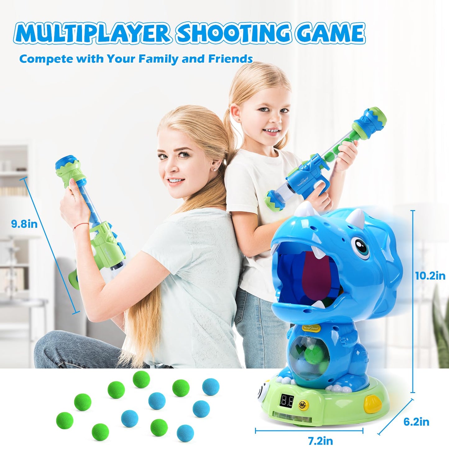 EagleStone Moveable Triceratops Shooting Toy with LCD Scoreboard & LED