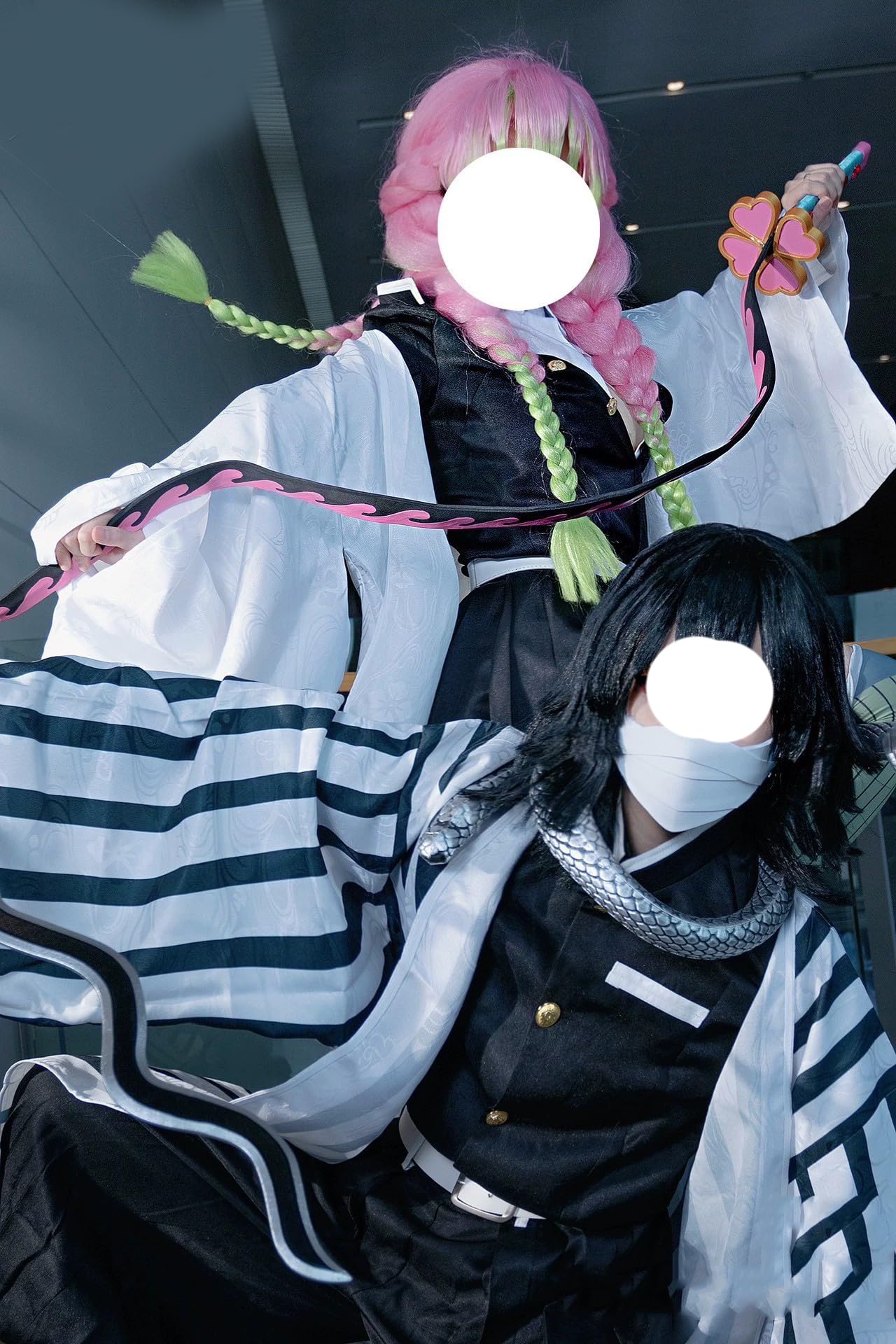Ealipoi Obanai Iguro Mask + Snake Prop Cosplay Set – White Obanai Iguro | 2PC