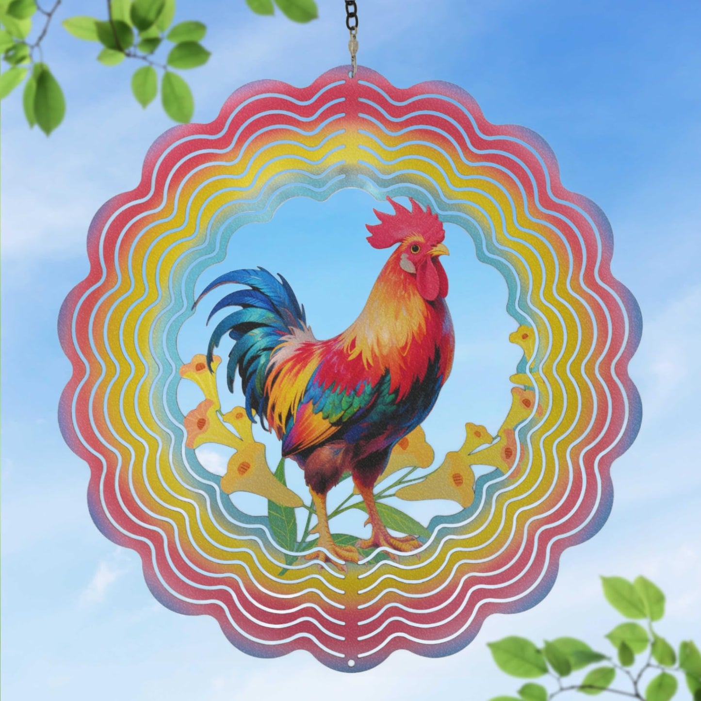 Eandisom 12-Inch Chicken Wind Spinner | 3D Outdoor Garden Decor