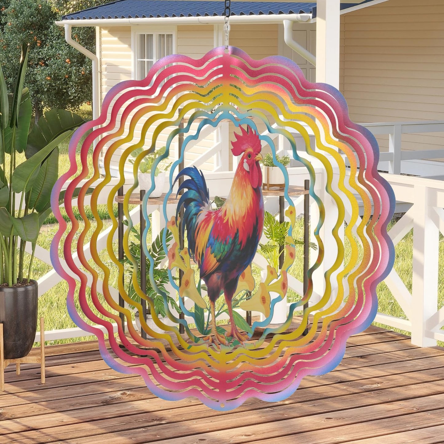 Eandisom 12-Inch Chicken Wind Spinner | 3D Outdoor Garden Decor