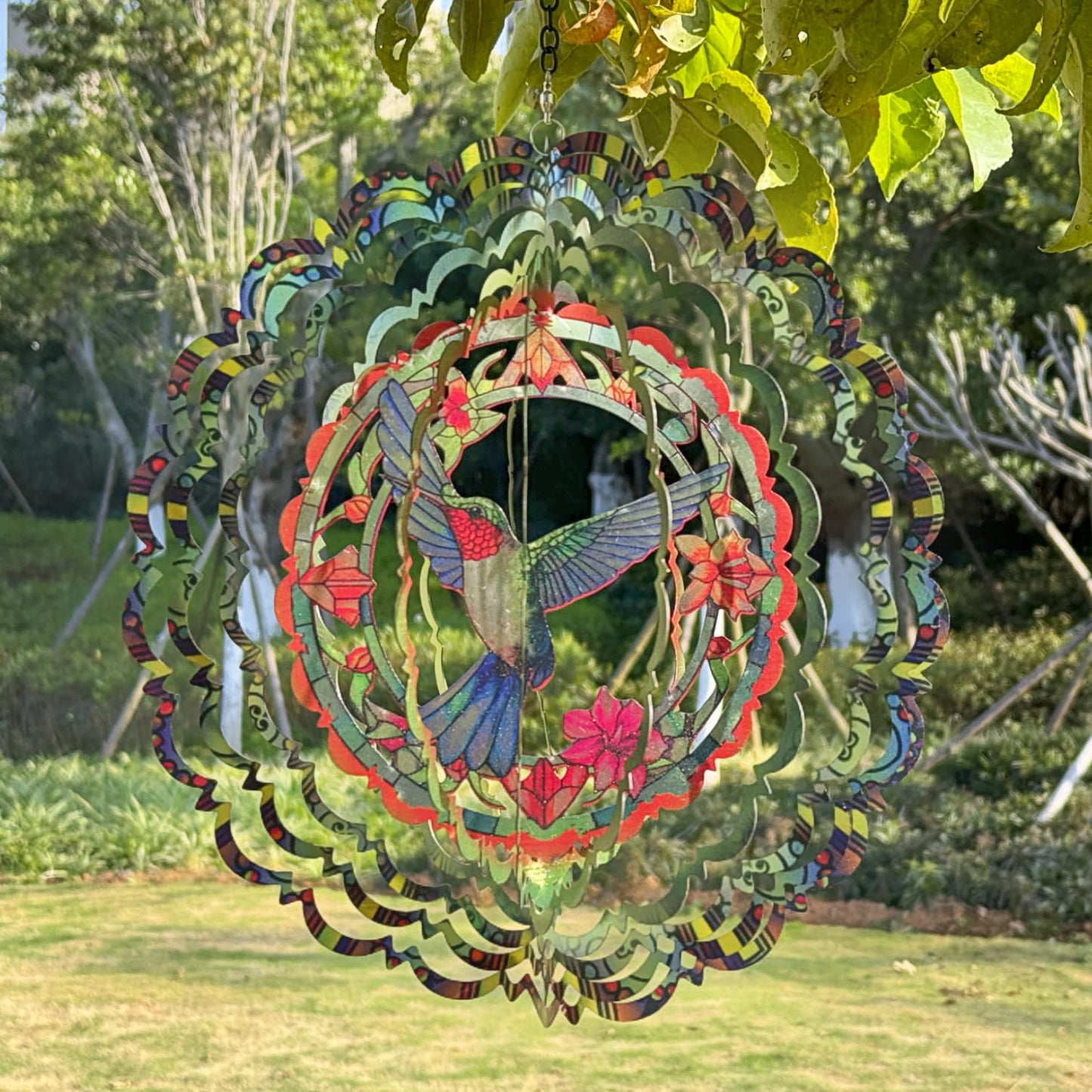 Eandisom Wind Spinners: 12-Inch Hummingbird Outdoor 3D Garden Decoration