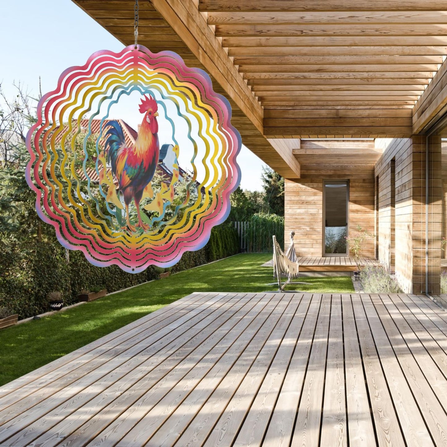 Eandisom 12-Inch Chicken Wind Spinner | 3D Outdoor Garden Decor