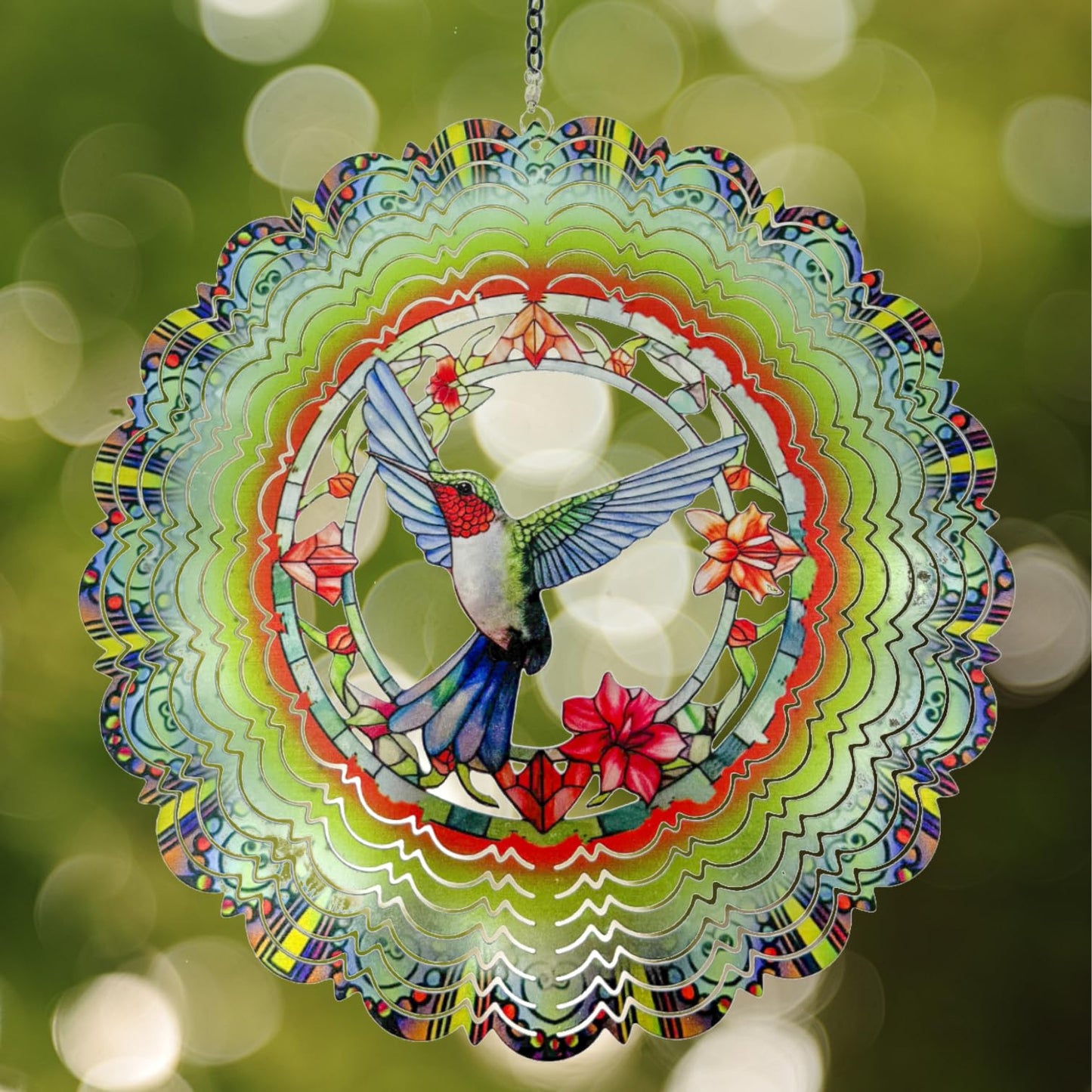 Eandisom Wind Spinners: 12-Inch Hummingbird Outdoor 3D Garden Decoration