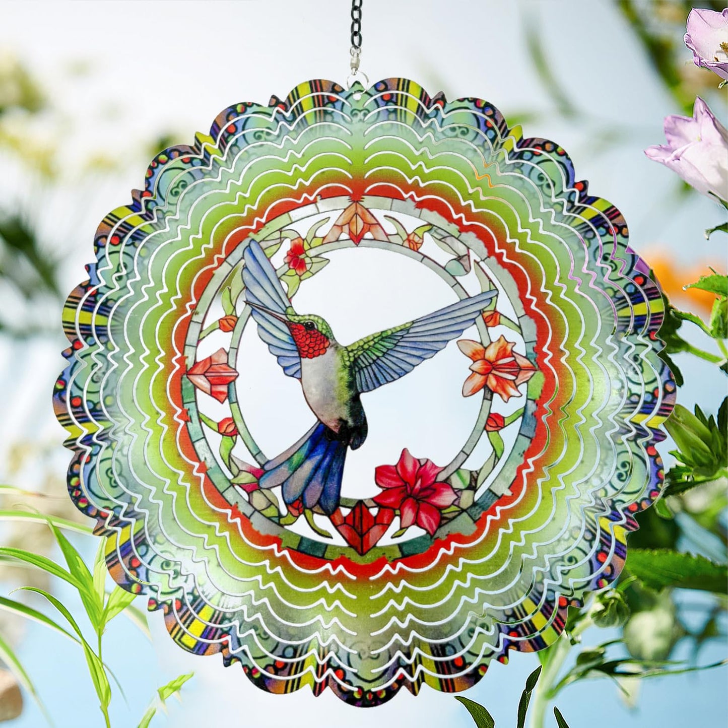 Eandisom Wind Spinners: 12-Inch Hummingbird Outdoor 3D Garden Decoration
