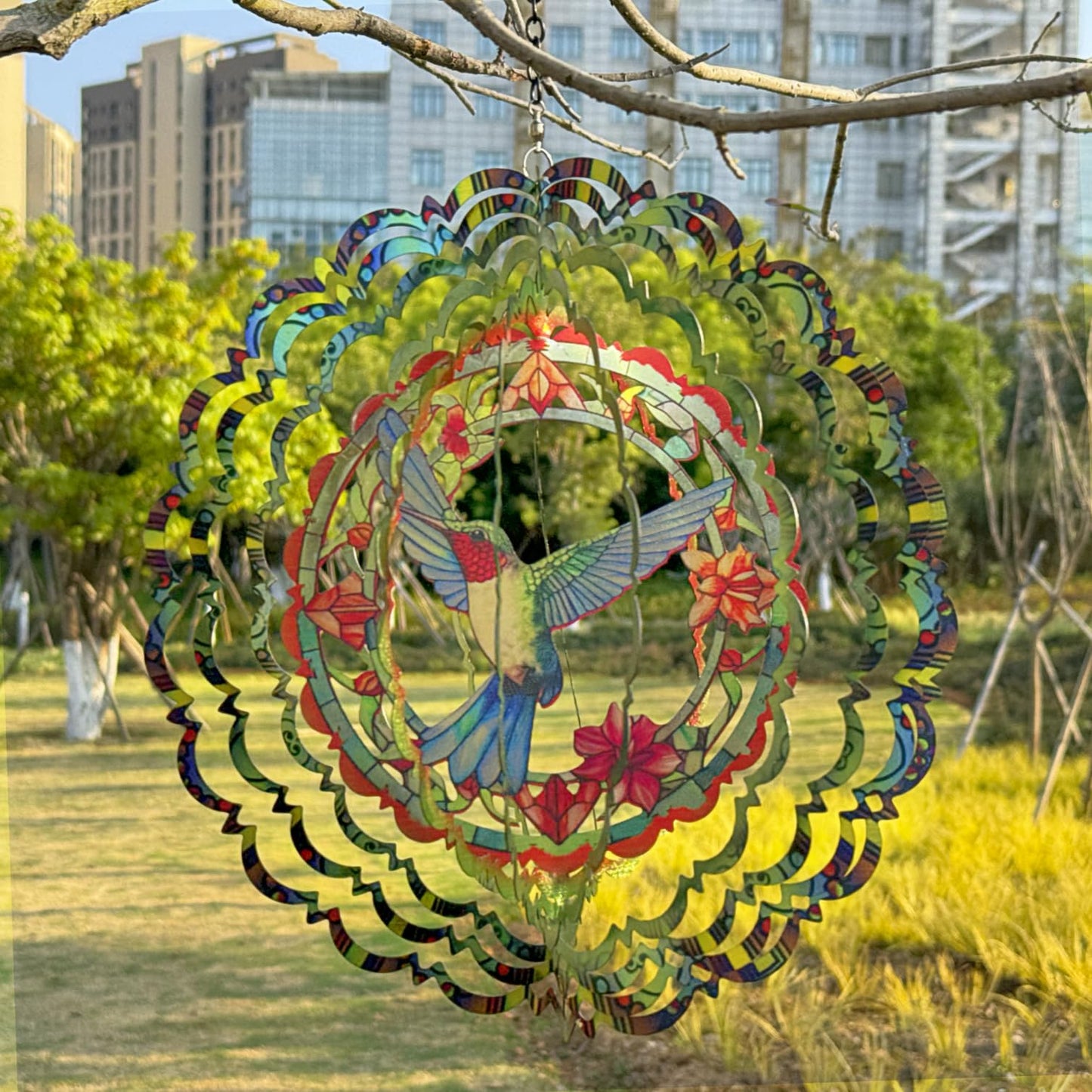 Eandisom Wind Spinners: 12-Inch Hummingbird Outdoor 3D Garden Decoration