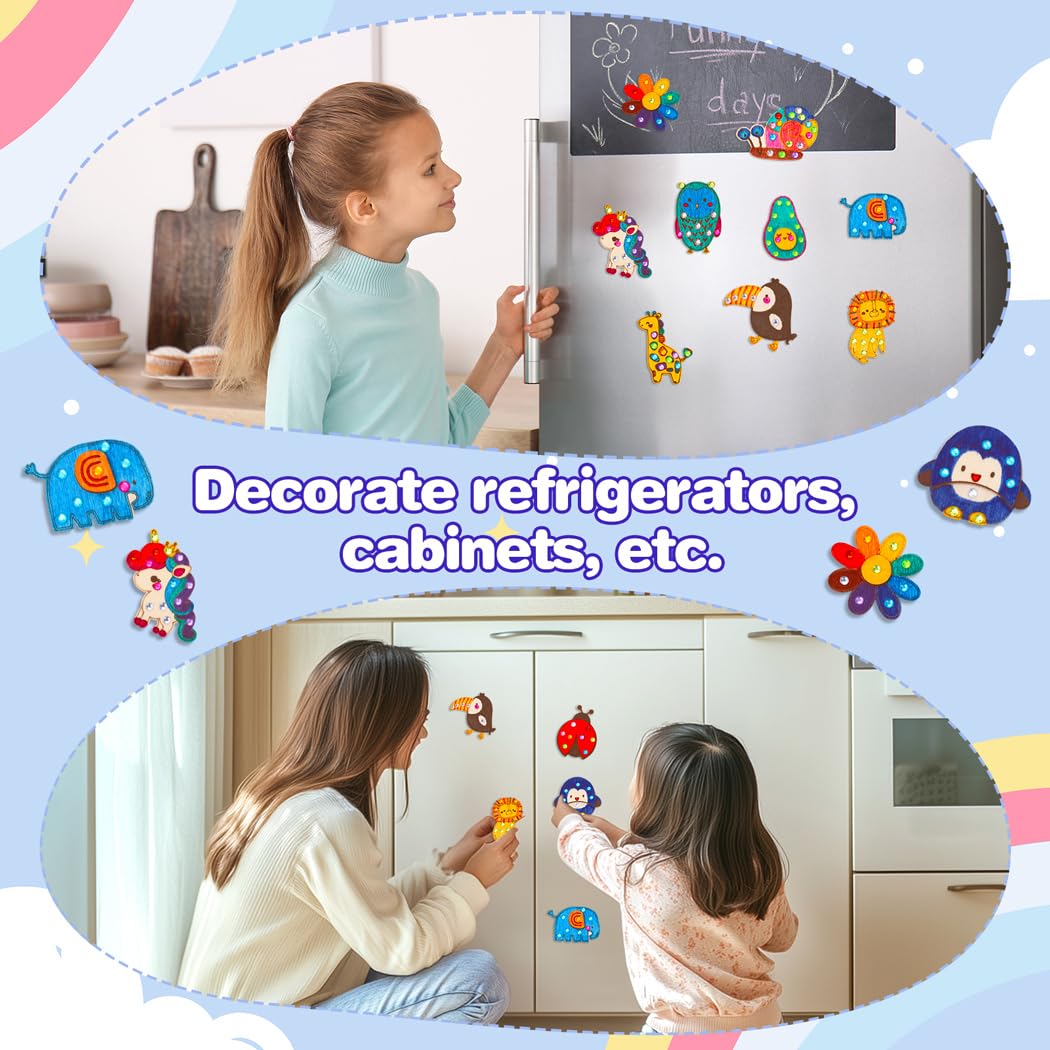 EAPHANT Kids Crafts Kit: 15-Piece Glow-in-the-Dark Wooden Magnets to Paint